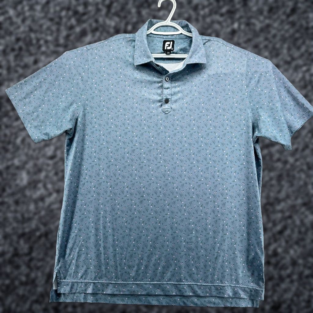 Footjoy FootJoy Polo Shirt Blue Men's XL Floral Golf Short Sleeve Collared Size US XL / EU 56 / 4 - 1 Thumbnail