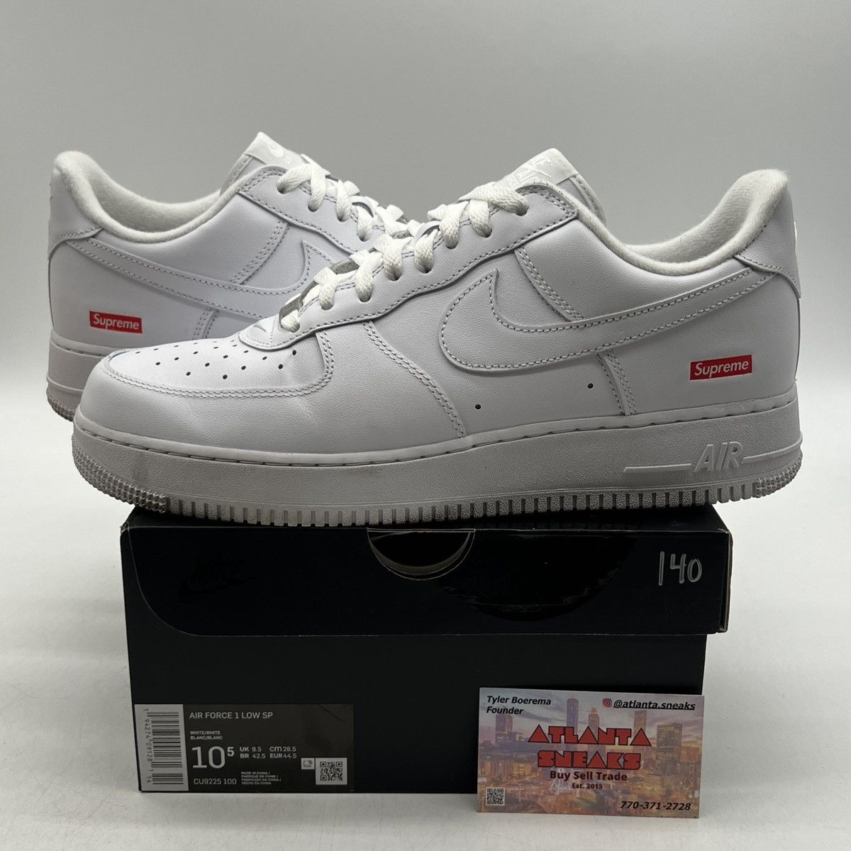 Nike Supreme x air force 1 box logo white Size US 10.5 / EU 43-44 - 1 Thumbnail