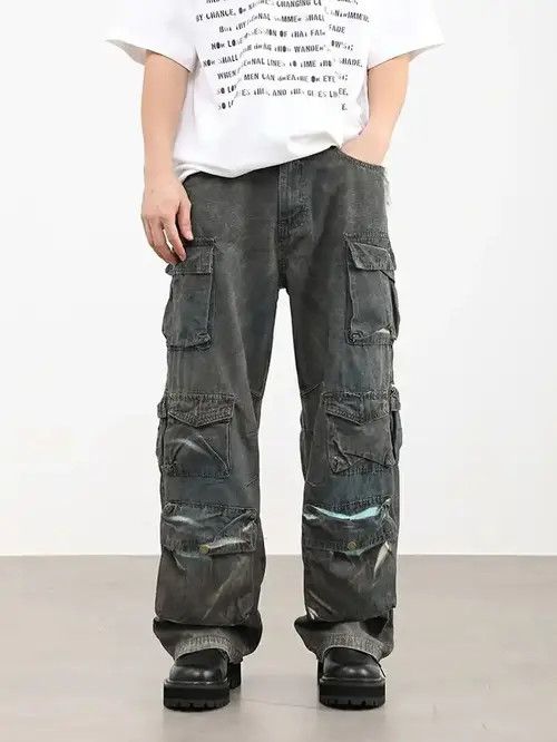 VIBE faded grunge cargo hiphop baggy jeans Size US 32 / EU 48 - 6 Thumbnail