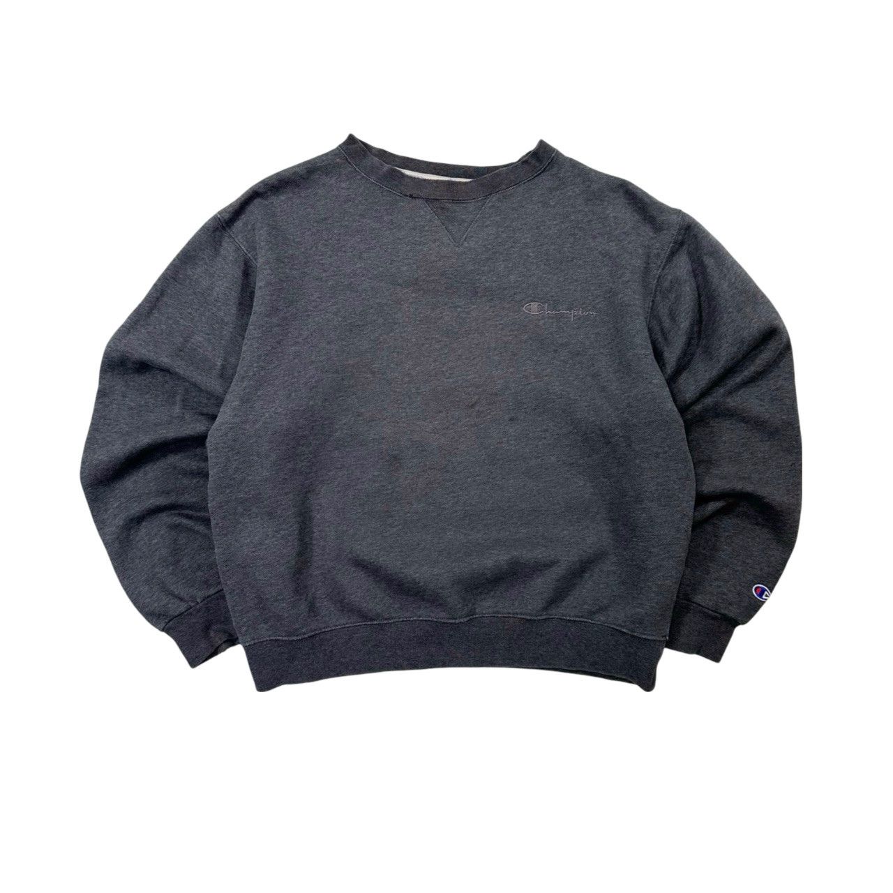 Vintage Vintage 90s Champion Grey Embroidered Spell Out Sweater Size US M / EU 48-50 / 2 - 1 Thumbnail