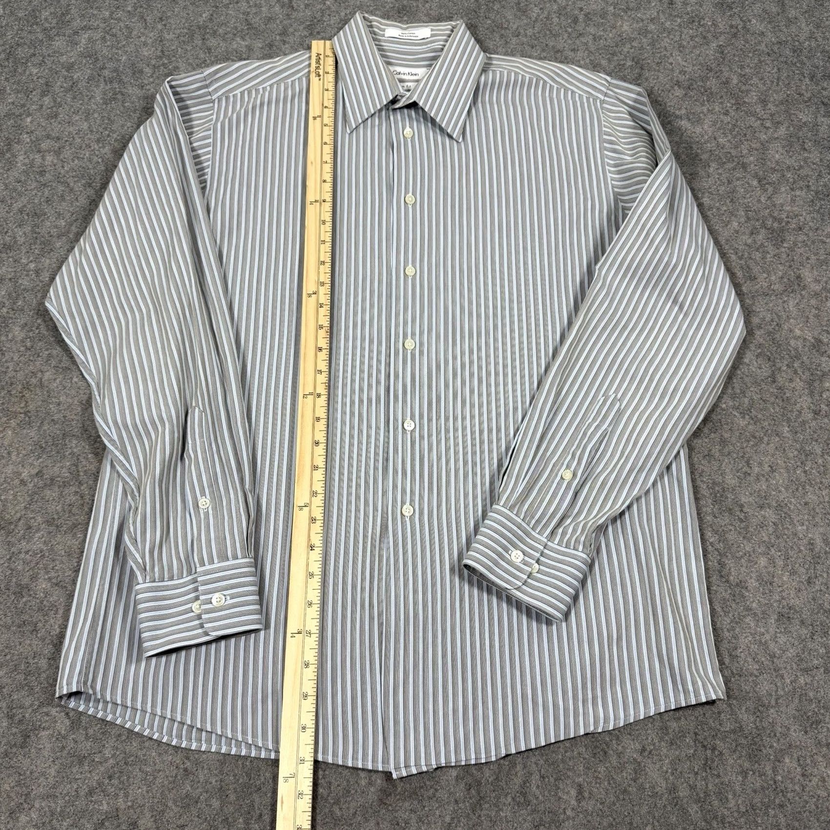 Calvin Klein Calvin Klein Slim Fit Button-Down Shirt Men’s Size 16 34/35 Gray White Stripes Shirt Mens Slim Stripe Calv in Klein Button-Down Shirt Size US L / EU 52-54 / 3 - 7 Thumbnail