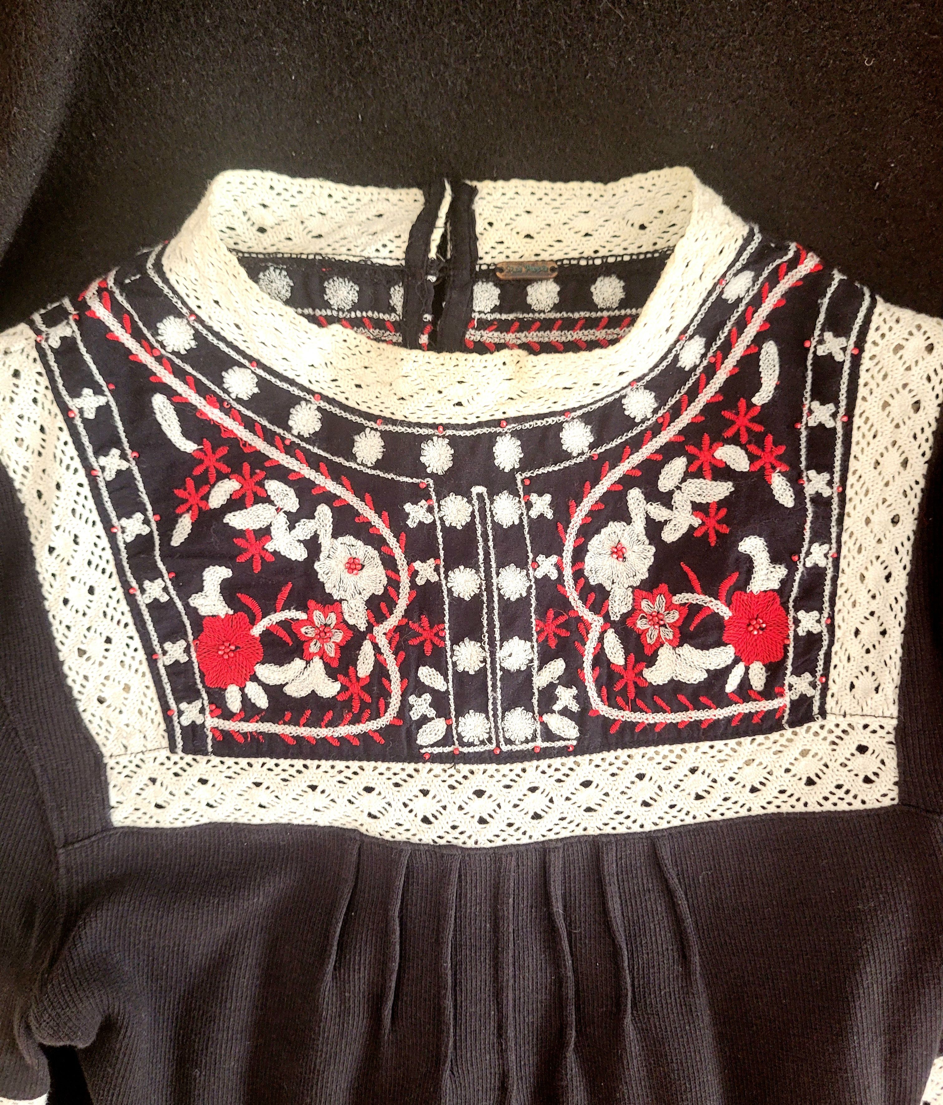 Free People Blouse brodée coton Free People 36 vintage 70's Size XS / US 0-2 / IT 36-38 - 3 Thumbnail