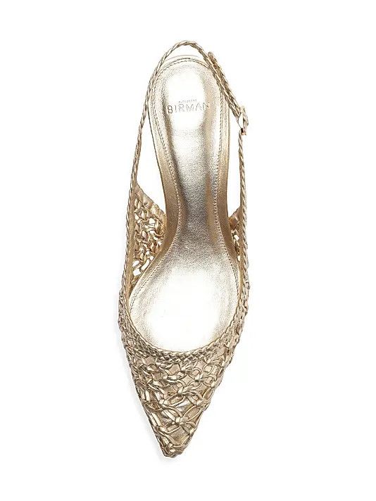 Alexandre Birman os11x1225 Jane Tresse 60MM Metallic Slingback Pumps Size US 8 / IT 38 - 8 Thumbnail