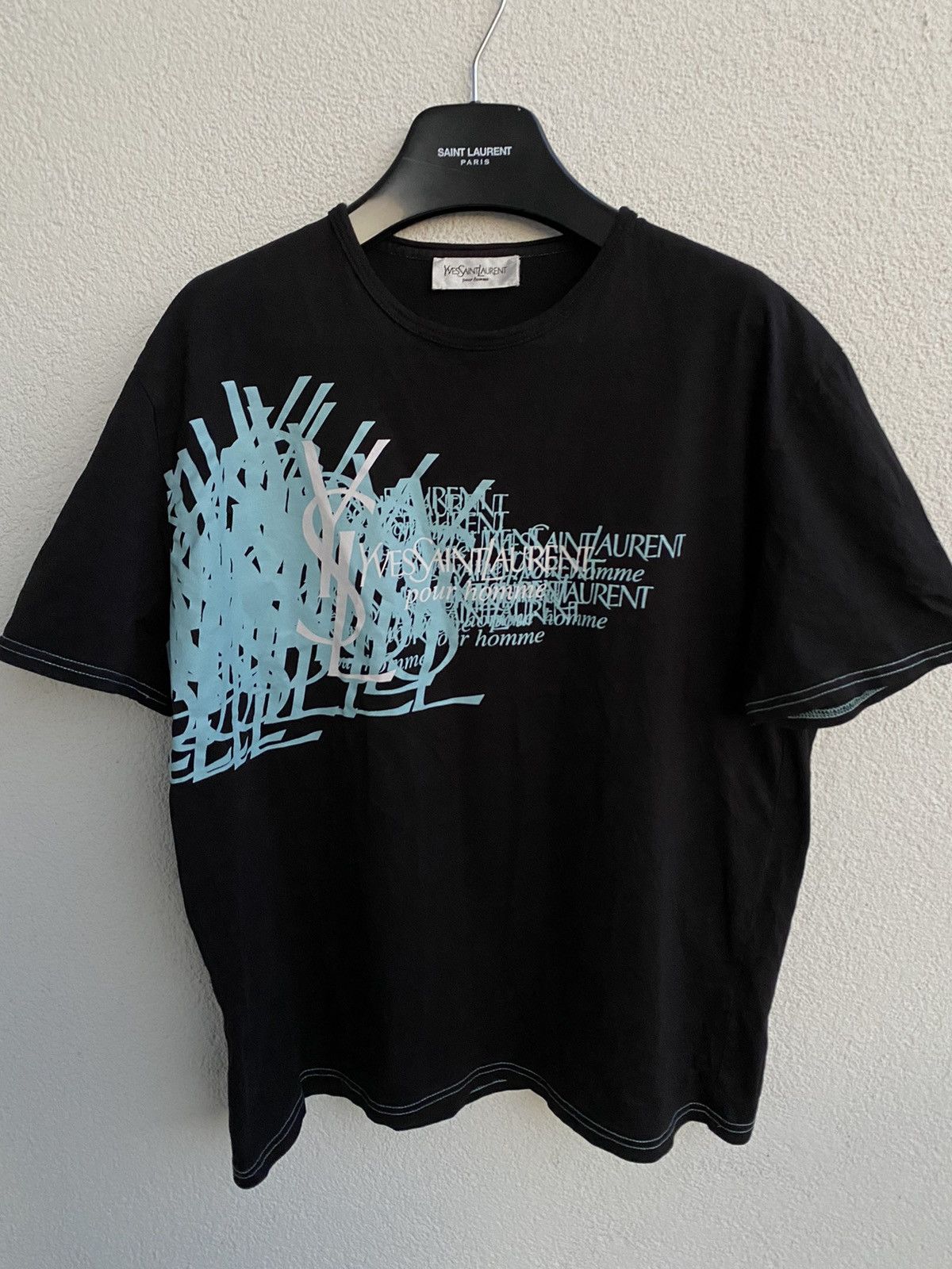 Yves Saint Laurent Black YSL T-shirt Big Logo Size US M / EU 48-50 / 2 - 8 Thumbnail