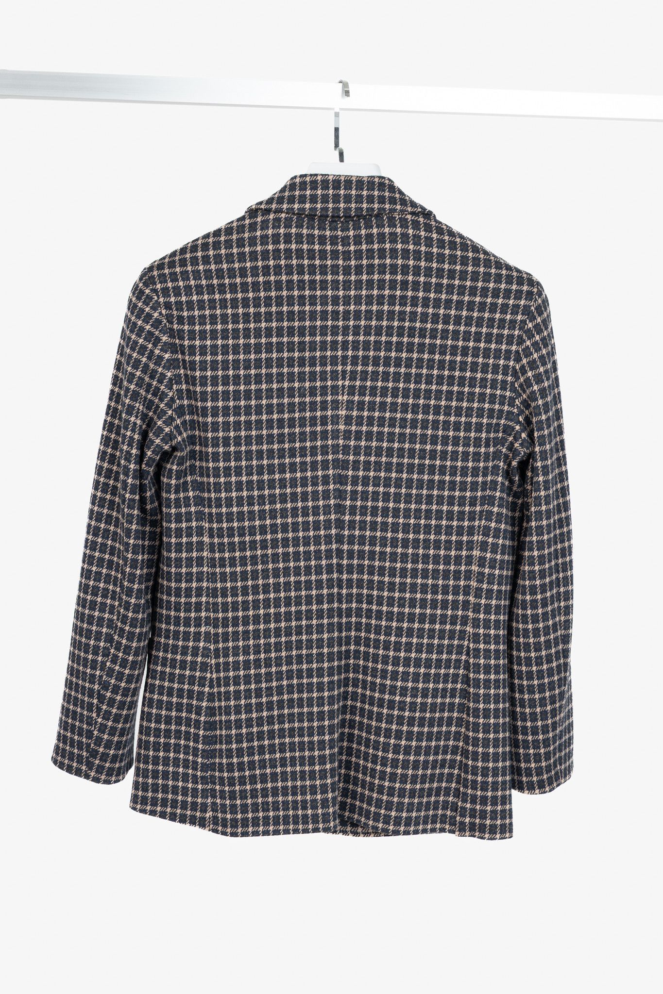 Weekend Max Mara Weekend Max Mara Brown & Navy Plaid Knit Blazer Size S / US 4 / IT 40 - 2 Thumbnail