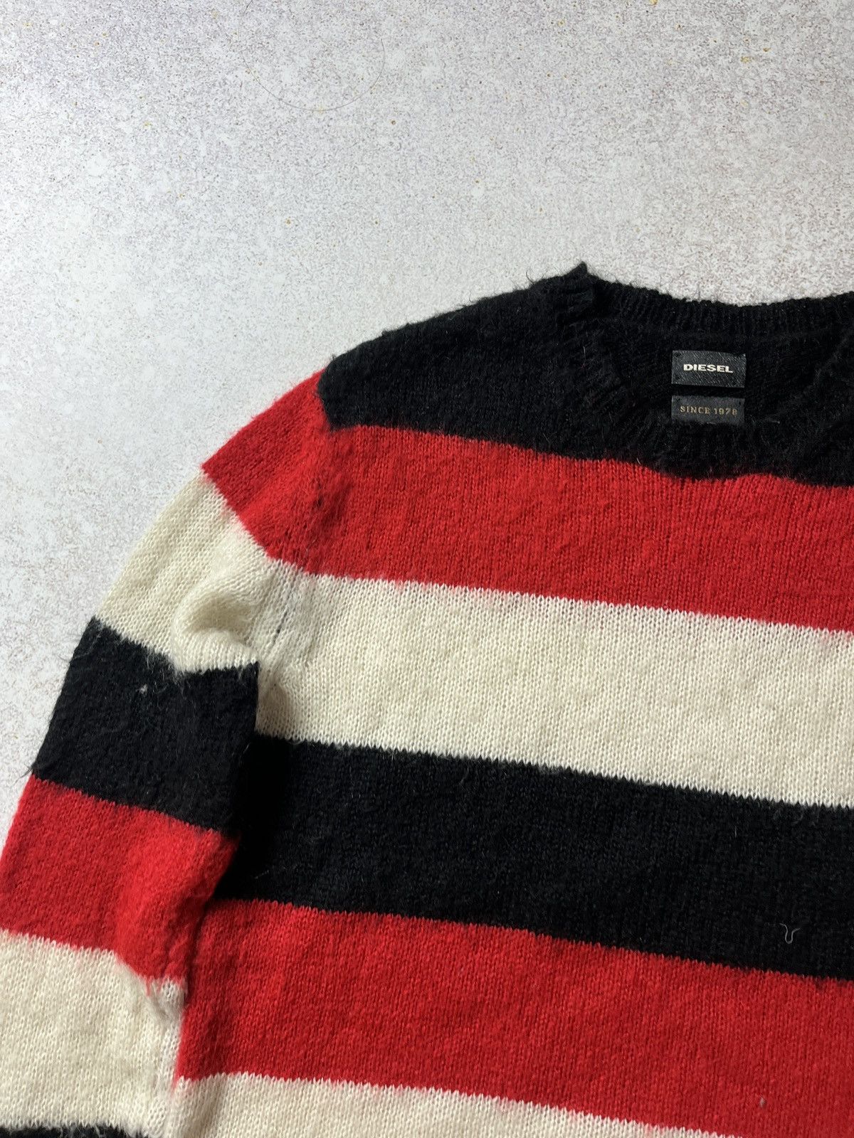 Diesel Diesel Striped Mohair Sweater Black White Red Size US S / EU 44-46 / 1 - 3 Thumbnail