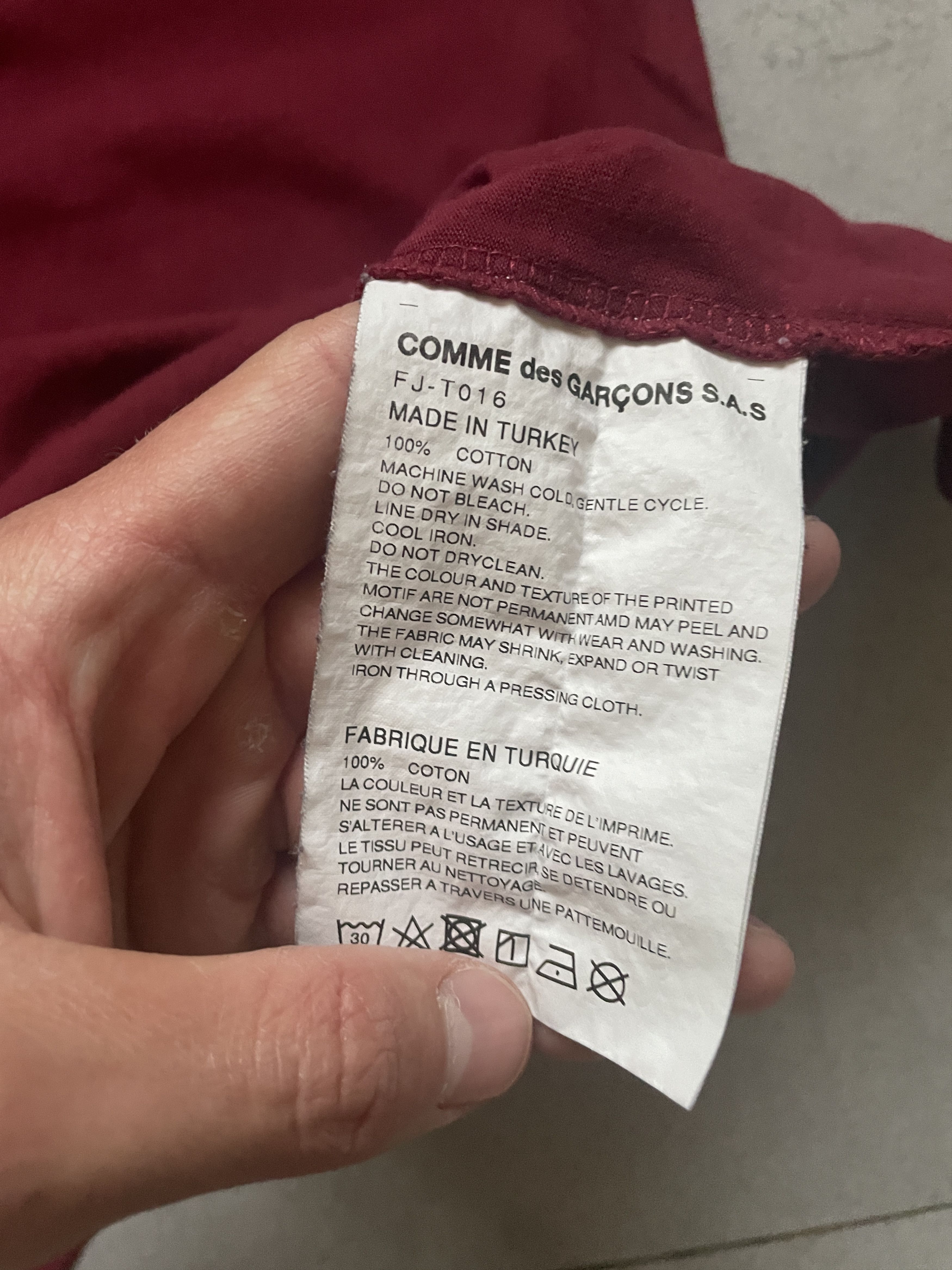 Comme des Garcons CDG COMME DES GARCONS SHIRT BLANK BASIC BURGUNDY JAPANEESE Size US XL / EU 56 / 4 - 5 Thumbnail