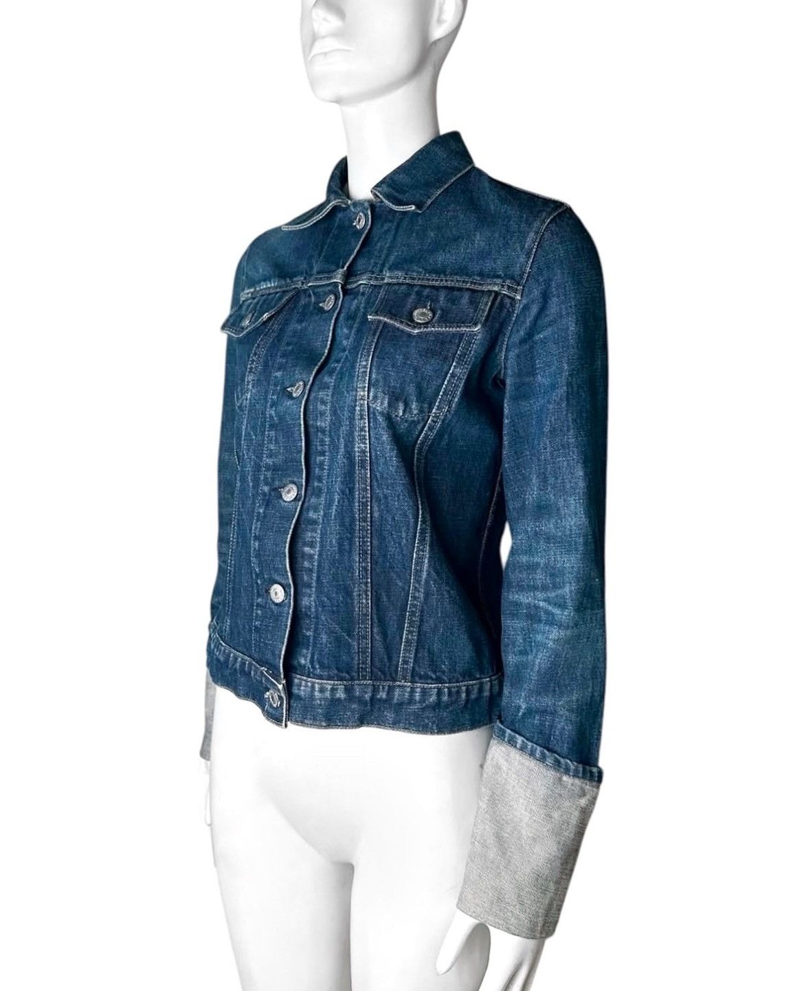 Helmut Lang Helmut Lang A/W 1999 Turned-up Sleeve Denim Jacket Size US XXS / EU 40 - 1 Thumbnail