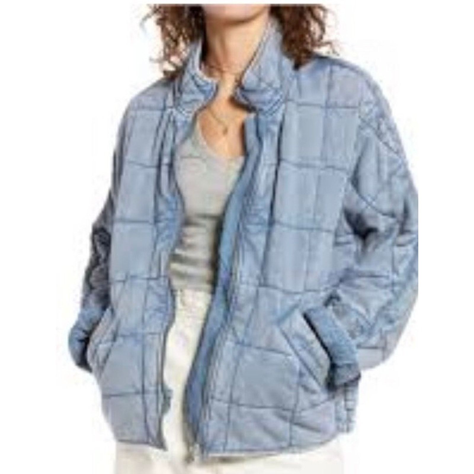 Free People Free People Dolman Quilt Jacket In Wavy Water Size L A002070 Size L / US 10 / IT 46 - 1 Thumbnail