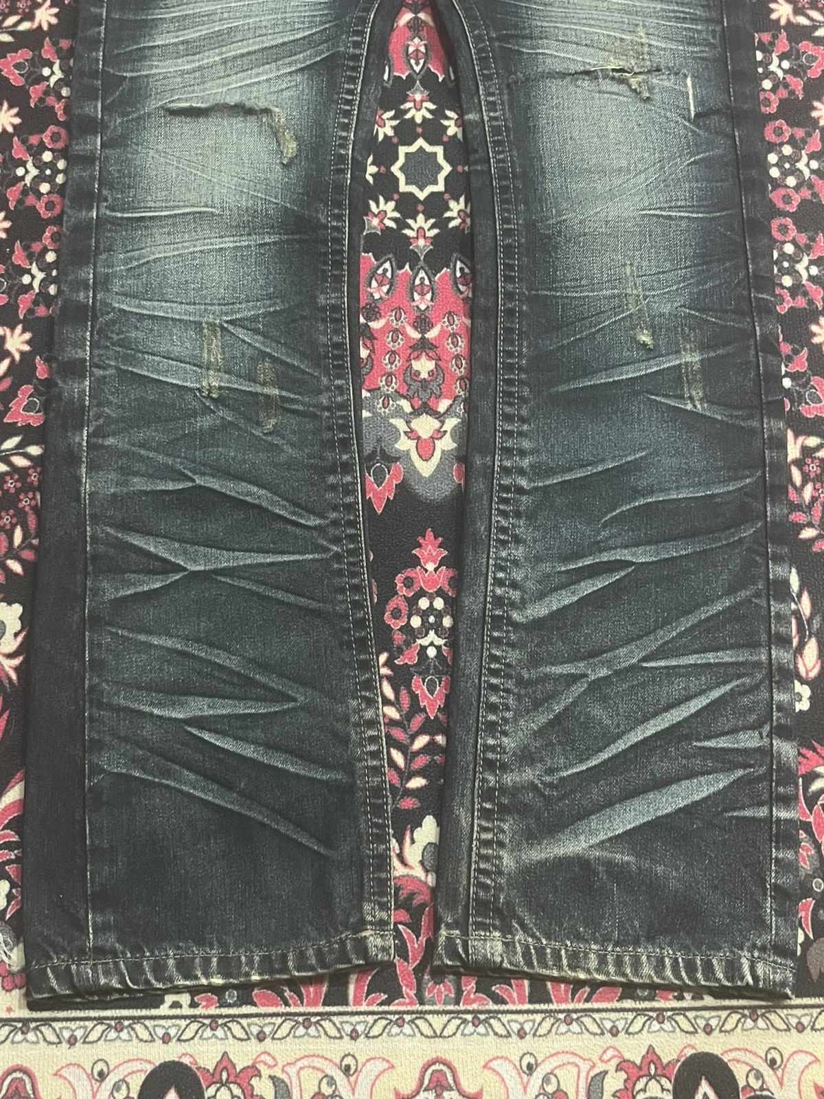 Tornado Mart Y2K Japan Beast Harajuku Style Heavy Honeycomb Dark Rip Jean Size 30" / US 8 / IT 44 - 8 Thumbnail