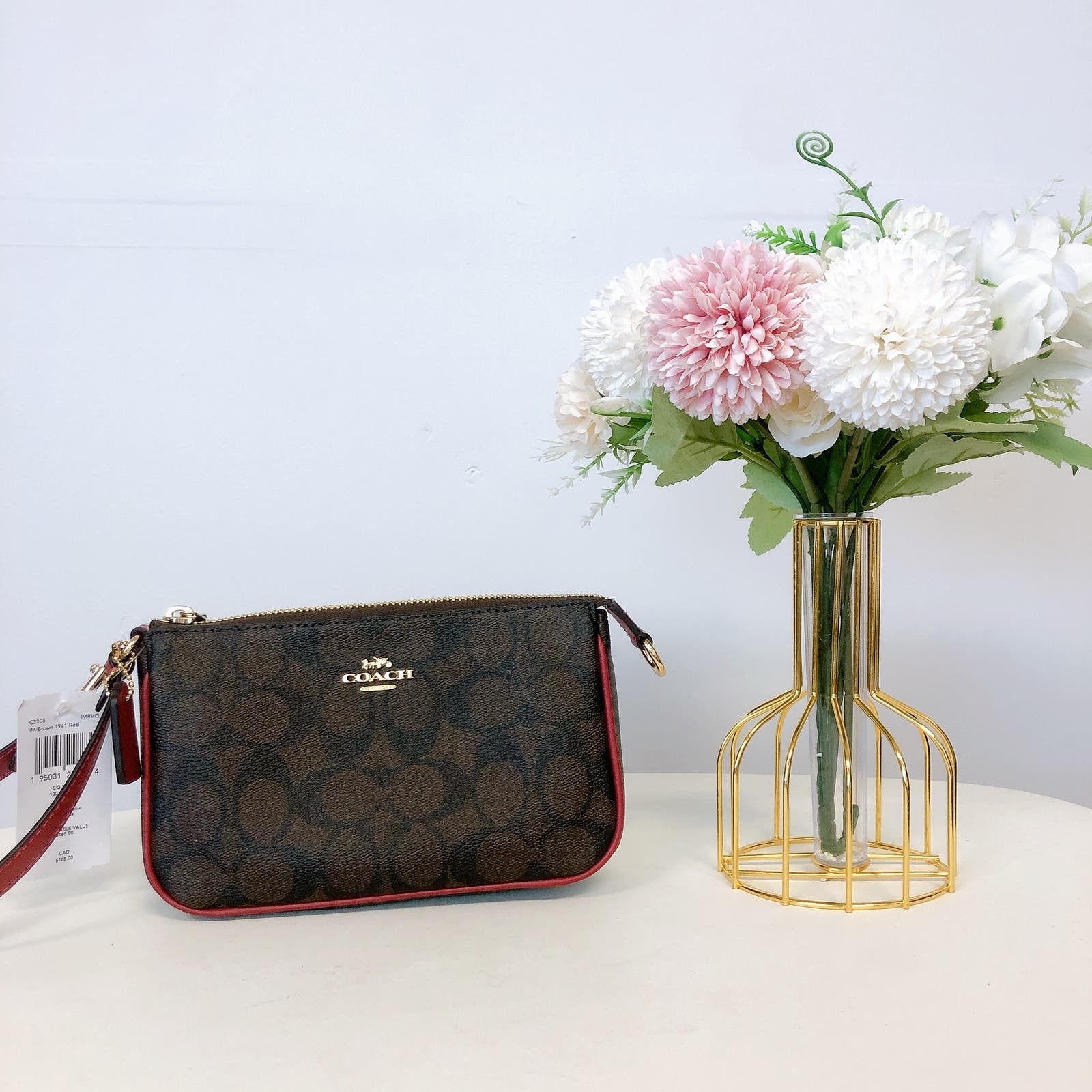 image of Coach C3308 Nolita 19 In Signature Canvas In Brown 1941 Red, Women's