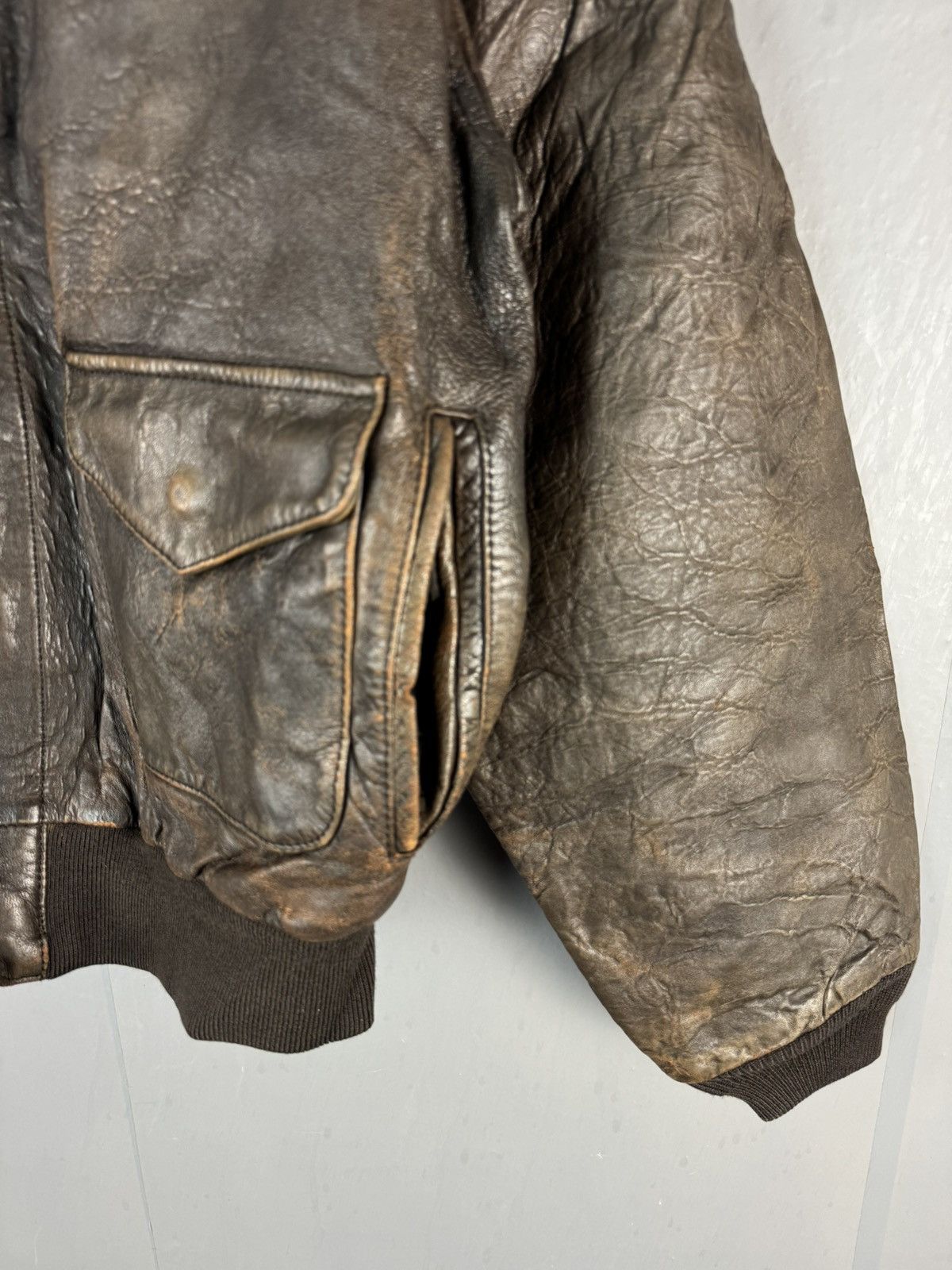 Leather VINTAGE BRIGHT LIGHTS DISTRESSED LEATHER JACKET Size US L / EU 52-54 / 3 - 4 Thumbnail