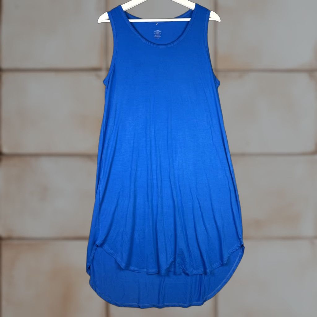 Vintage Womens Dress Blue L Midi Viscose Unbranded Minimalist Lightweight Hi Lo Sheath 95% Viscose Modern Casual Size L / US 10 / IT 46 - 1 Thumbnail