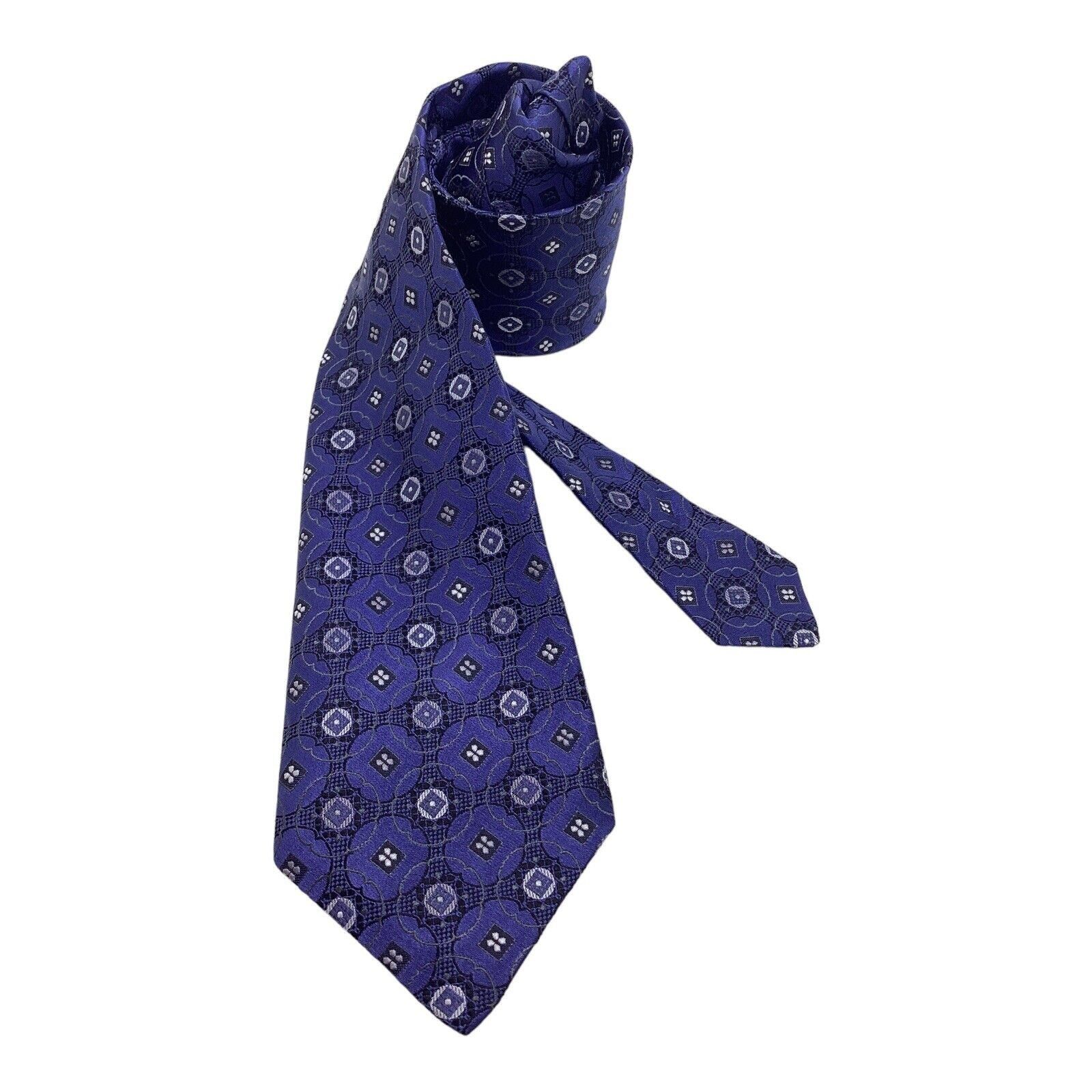 Other POLIFRONI Milano Blue Medallion Print Silk Tie Made In Quebe Size ONE SIZE - 1 Thumbnail