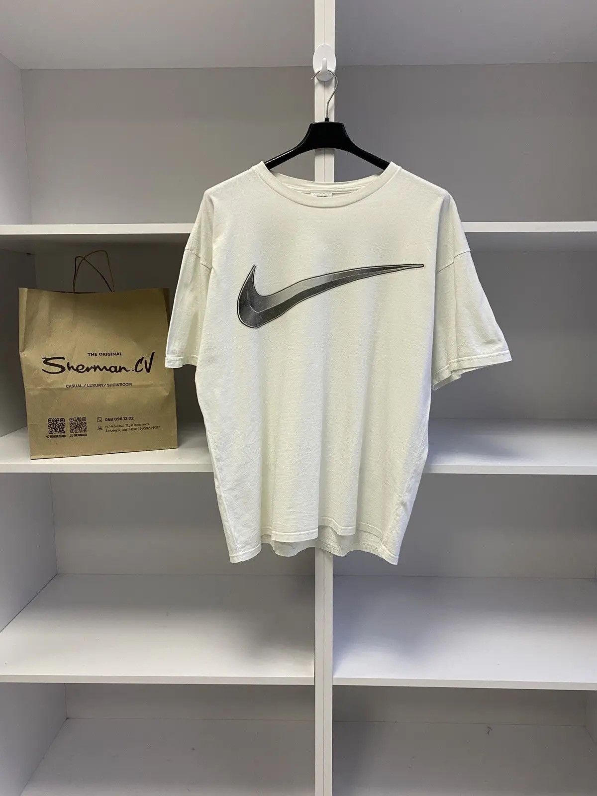 Nike × Vintage Vintage Nike Made in USA Big Swoosh Logo Tee 90s Size US XL / EU 56 / 4 - 3 Thumbnail