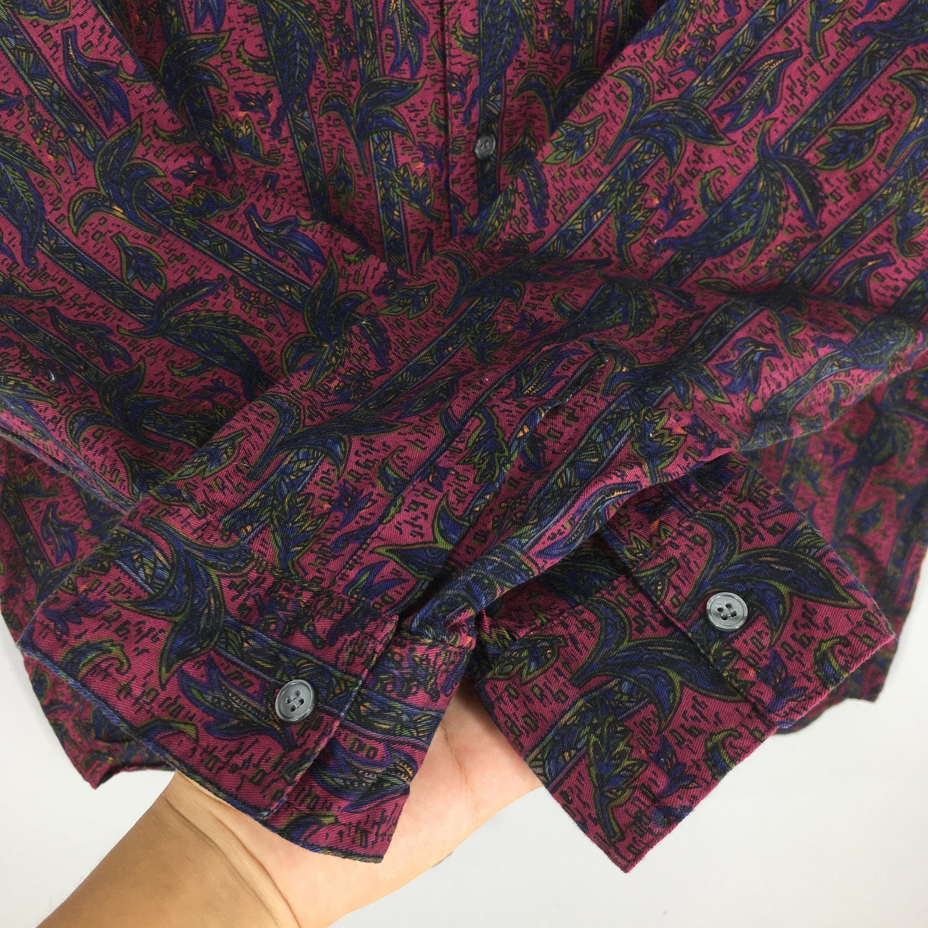 Flannel × Vintage Vintage Abstract Red Floral Casual Flannel Shirt Large Size US L / EU 52-54 / 3 - 4 Thumbnail