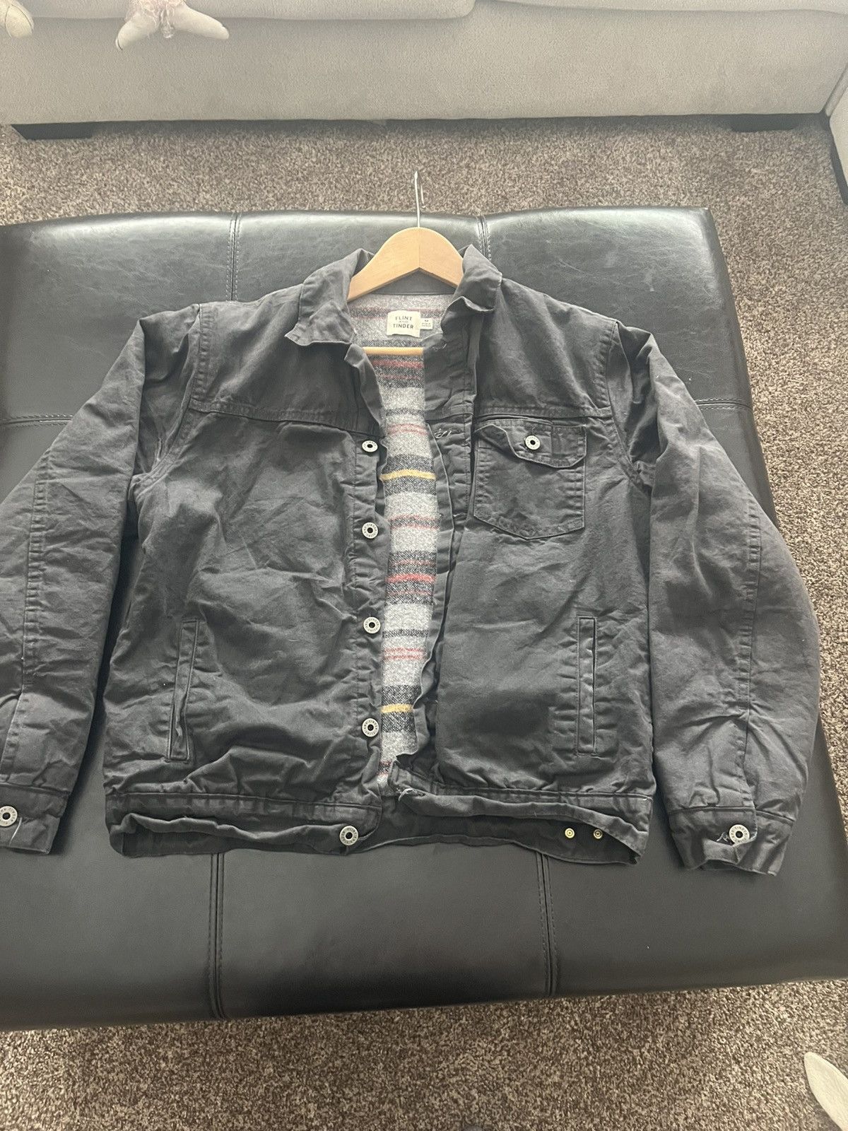 Flint And Tinder Flannel Lined Waxed Trucker Jacket Size US M / EU 48-50 / 2 - 1 Thumbnail
