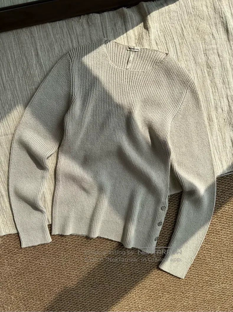 Hermes Hermes Margiela Era Silk Slim Fit Knit Top - Beige Gray Size M / US 6-8 / IT 42-44 - 1 Thumbnail