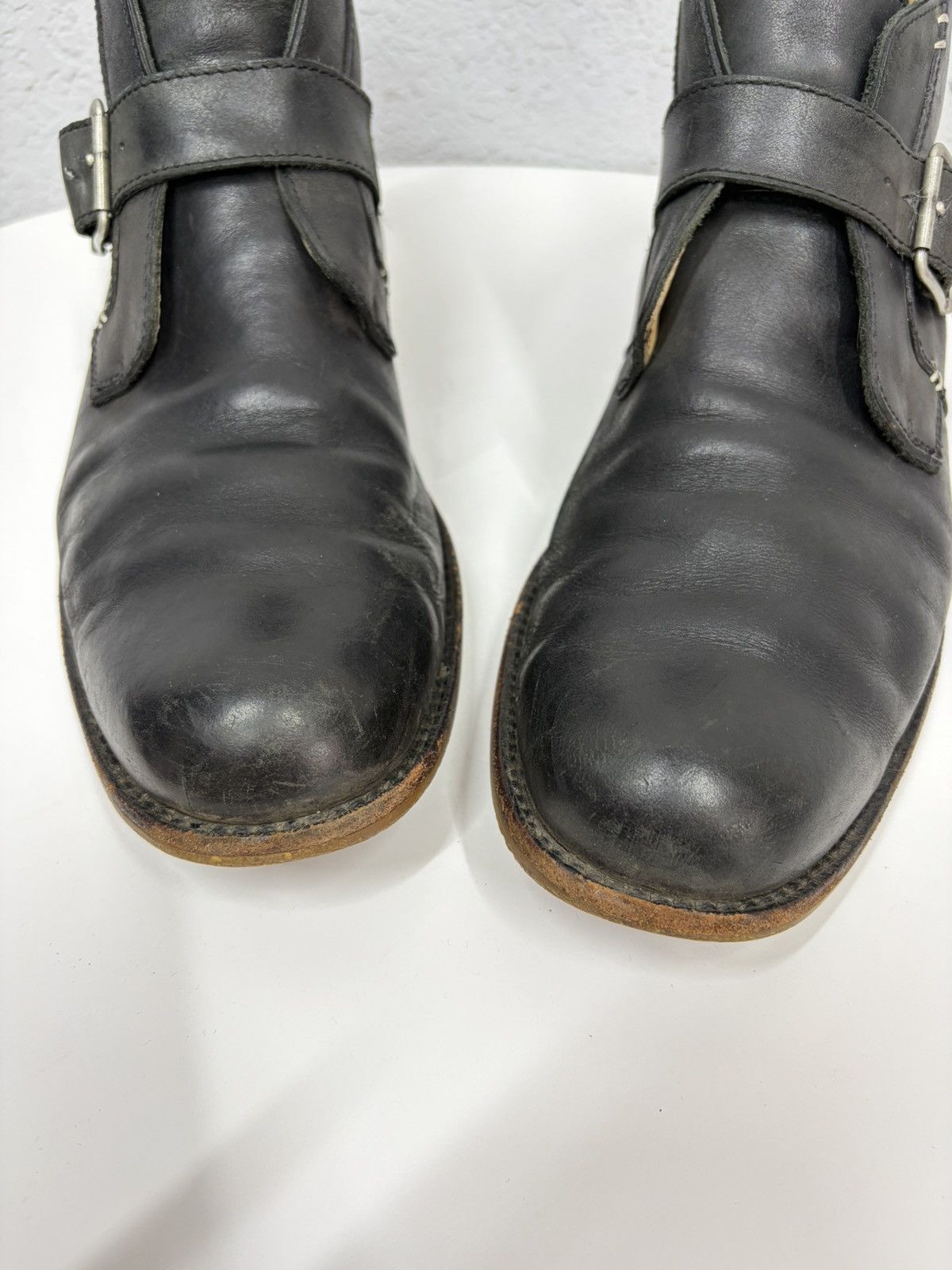 Hedi Slimane VTG Brown Leather Buckle Boots Carol Christian Poell Style Size US 12 / EU 45 - 13 Thumbnail