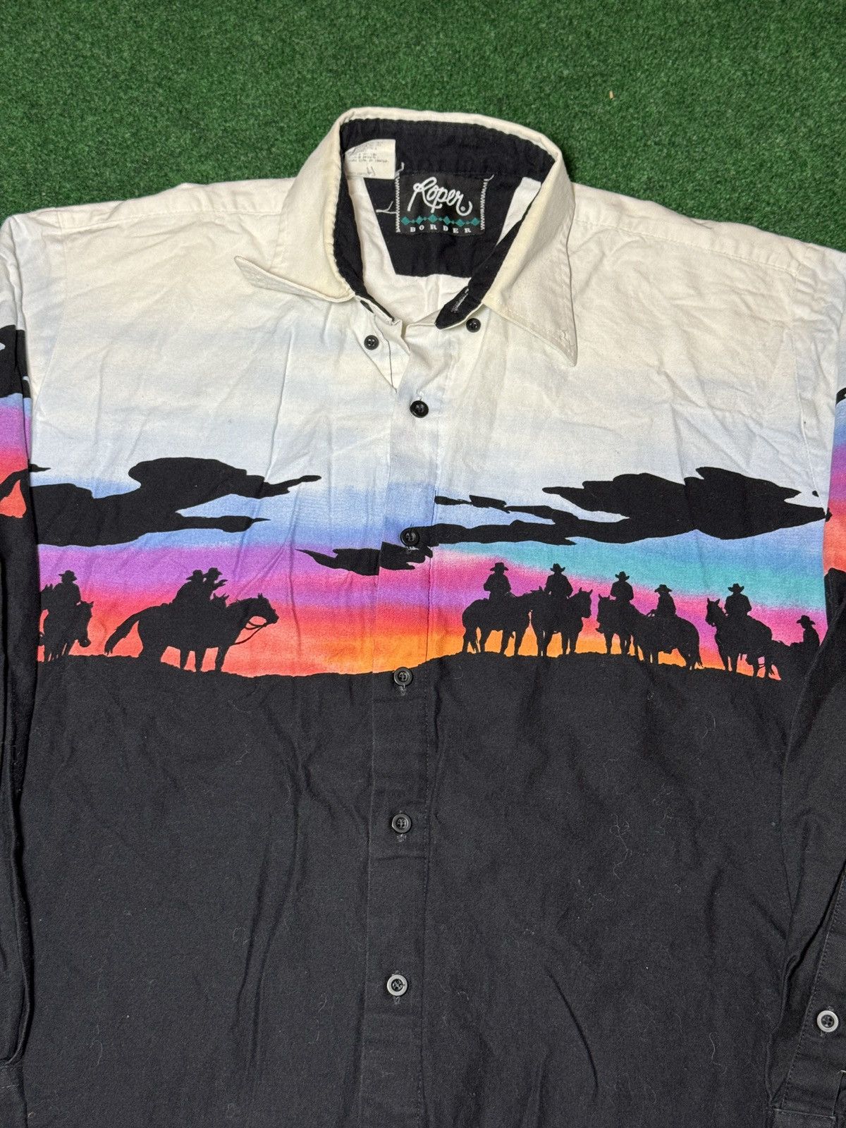 Roper × Vintage Vintage 90s Roper Wild Horses Retro Cowboy Button Up Shirt Size US M / EU 48-50 / 2 - 2 Thumbnail