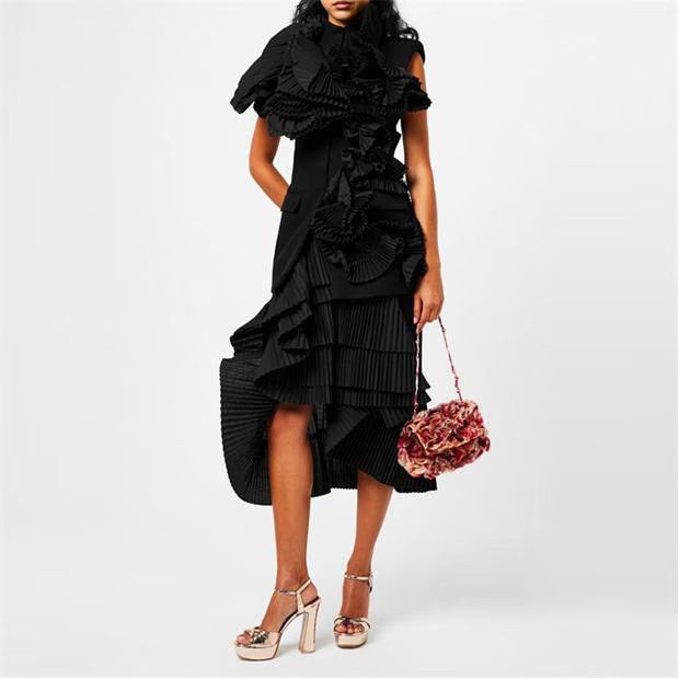 Dries Van Noten o1g2r1mq1024 Midi Skirt in Black Size 27" / US 4 / IT 40 - 4 Thumbnail