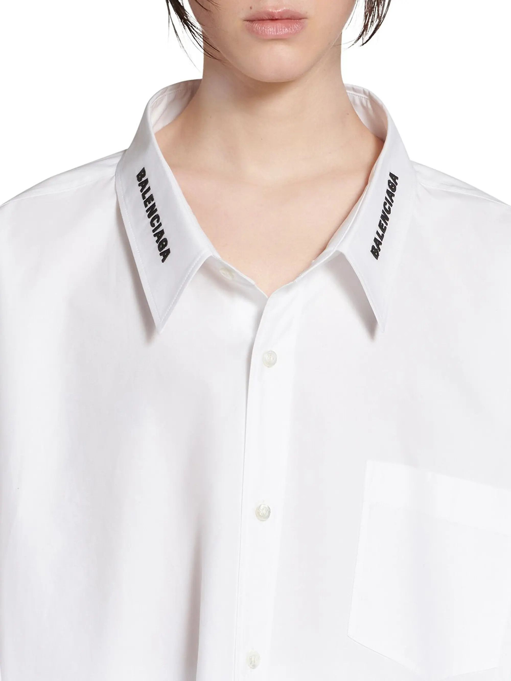 Balenciaga o1bcso1str1025 Dropped Neckline Shirt Oversized in White Size L / US 10 / IT 46 - 6 Thumbnail