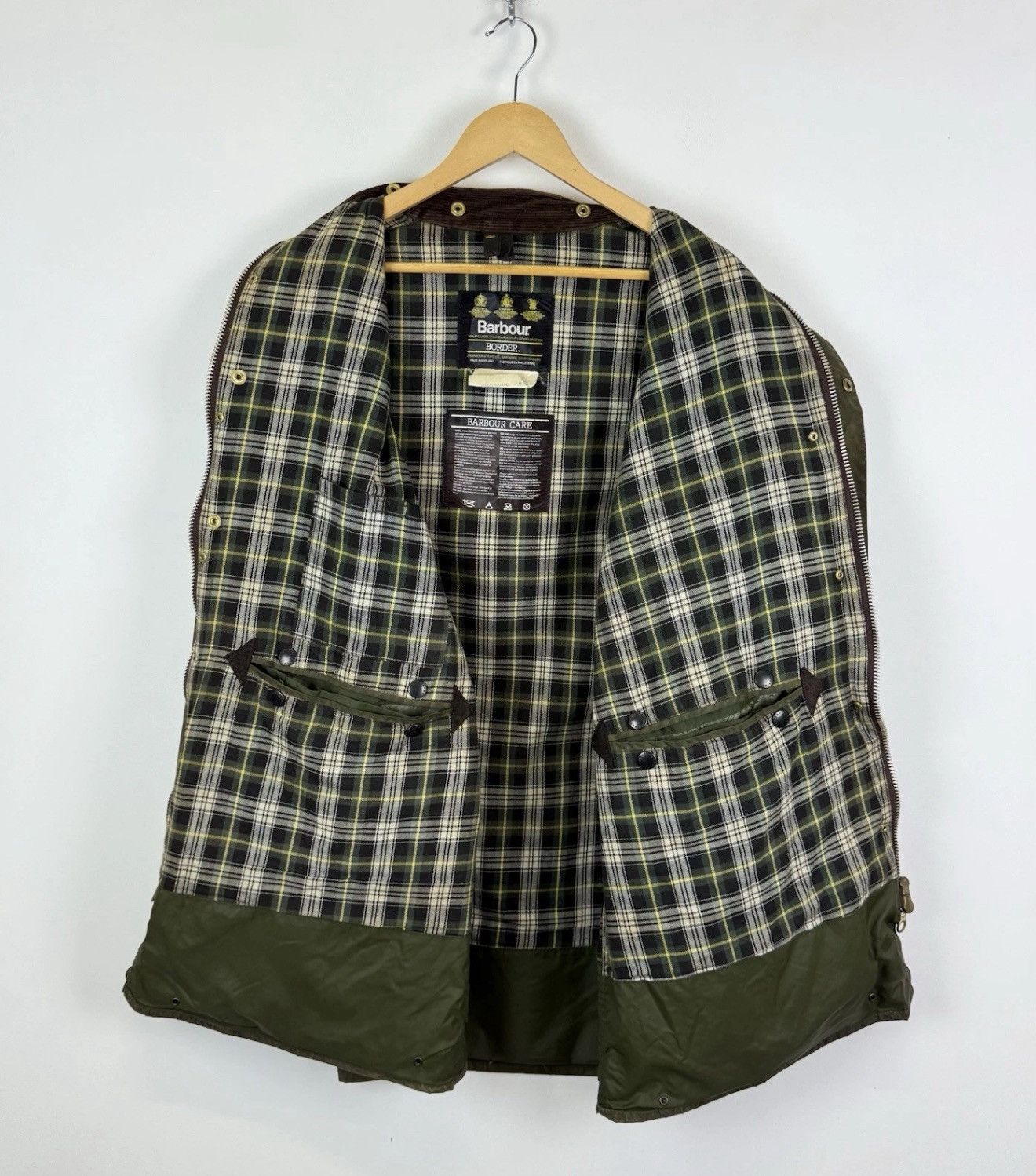 Barbour Barbour A200 Border Jacket Waxed Cotton Coat Green Full Zip Size US XL / EU 56 / 4 - 13 Thumbnail