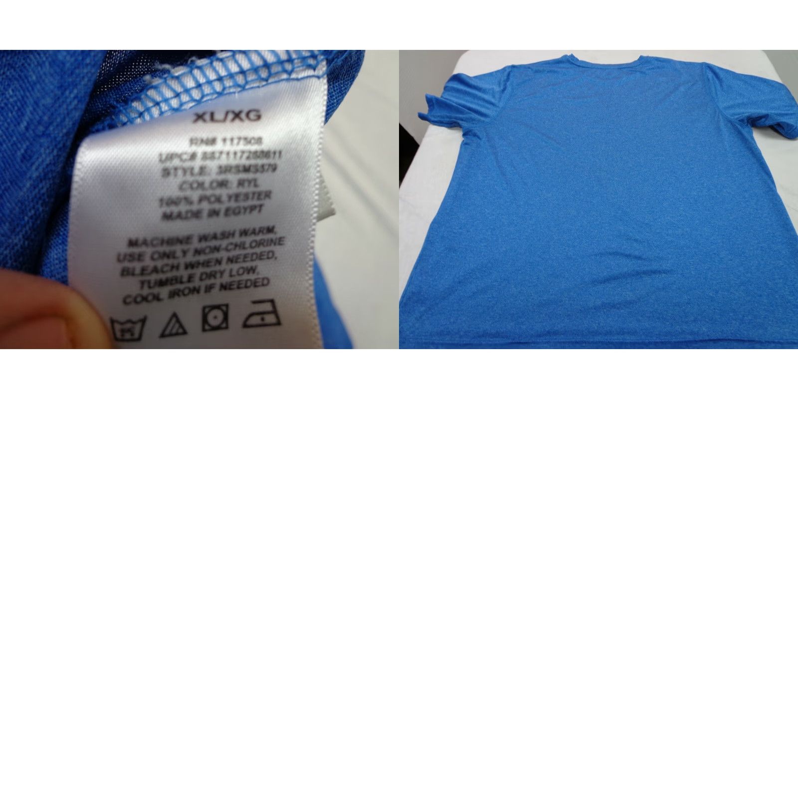 Reebok Reebok Short Sleeve T-Shirt XL Blue Mens Regular Polyester Crew Neck Shirt Size US XL / EU 56 / 4 - 8 Thumbnail