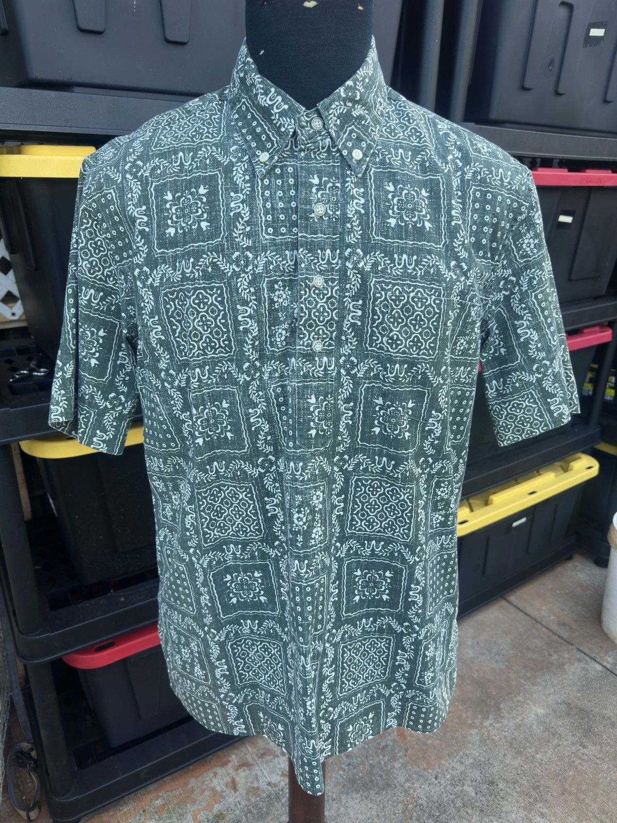 Reyn Spooner PreOwned Reyn Spooner Classic Fit Green 3/4 Button Men's M Size US M / EU 48-50 / 2 - 1 Thumbnail