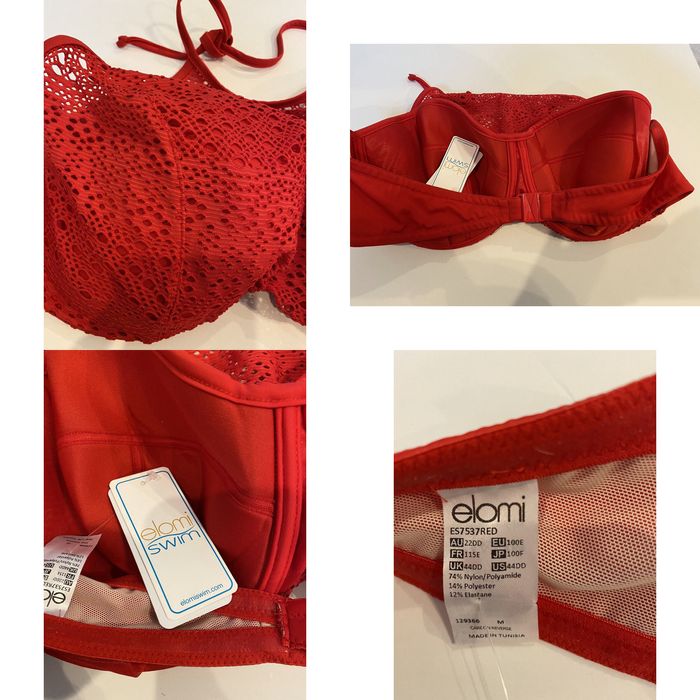 Vintage NWT Elomi Crochet Bikini Bathing Suit Swim Top High Neck Halter