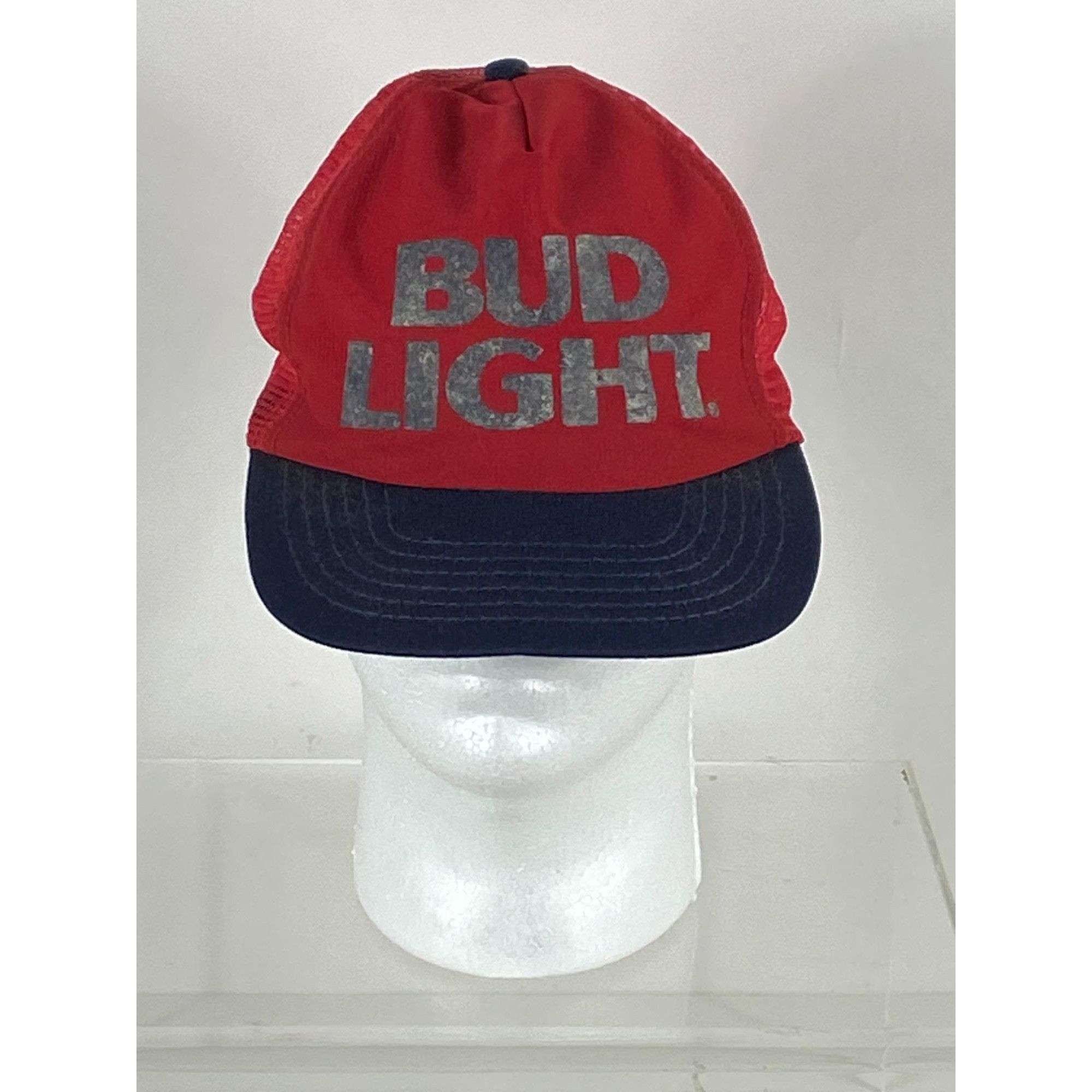 Other × Vintage Vintage Bud Light Trucker Mesh Snapback Hat Cap Red/Navy Blu Size ONE SIZE - 1 Thumbnail