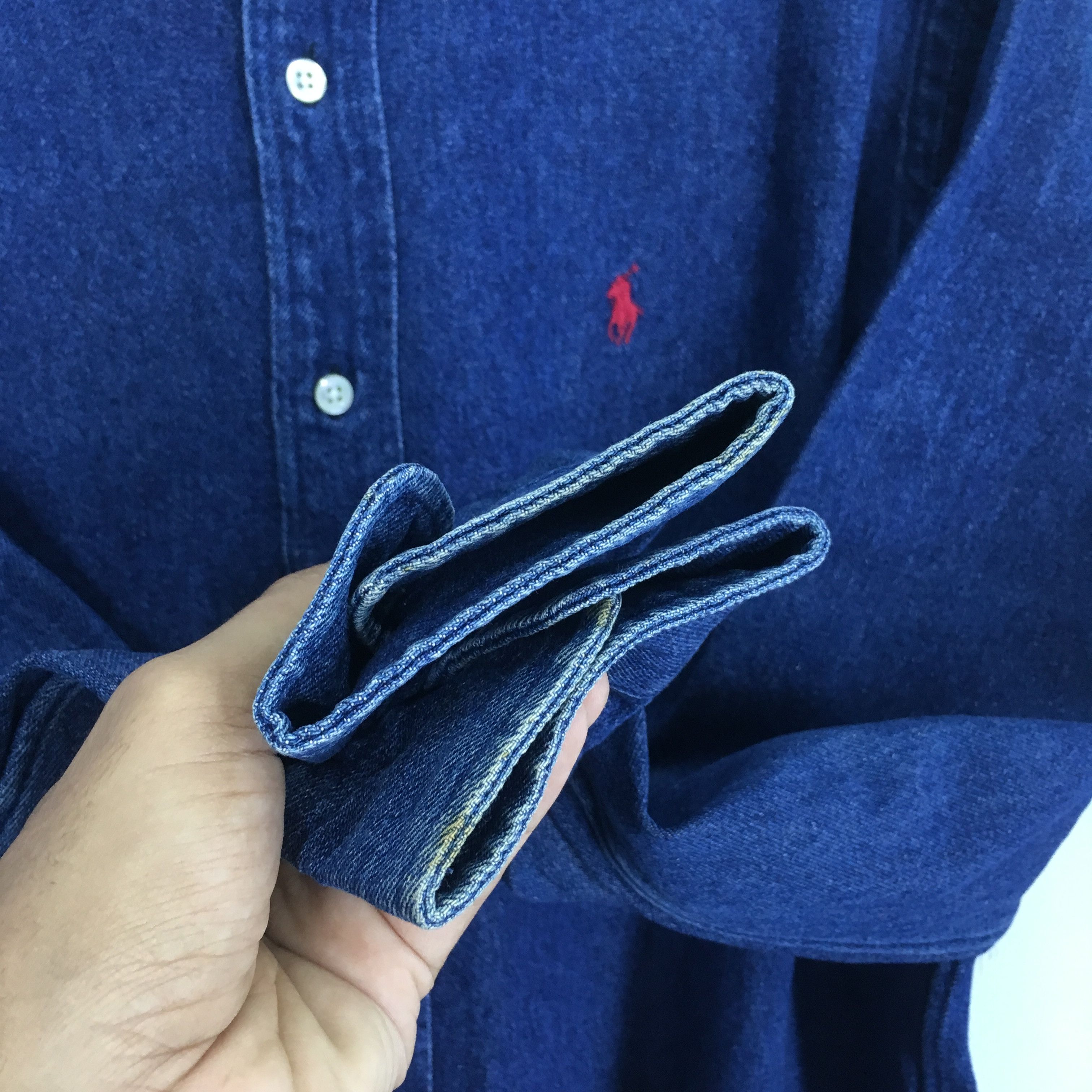 Polo Ralph Lauren Vintage 90's Polo Ralph Lauren Denim Shirt Polo Pony Jeans Size US M / EU 48-50 / 2 - 12 Thumbnail