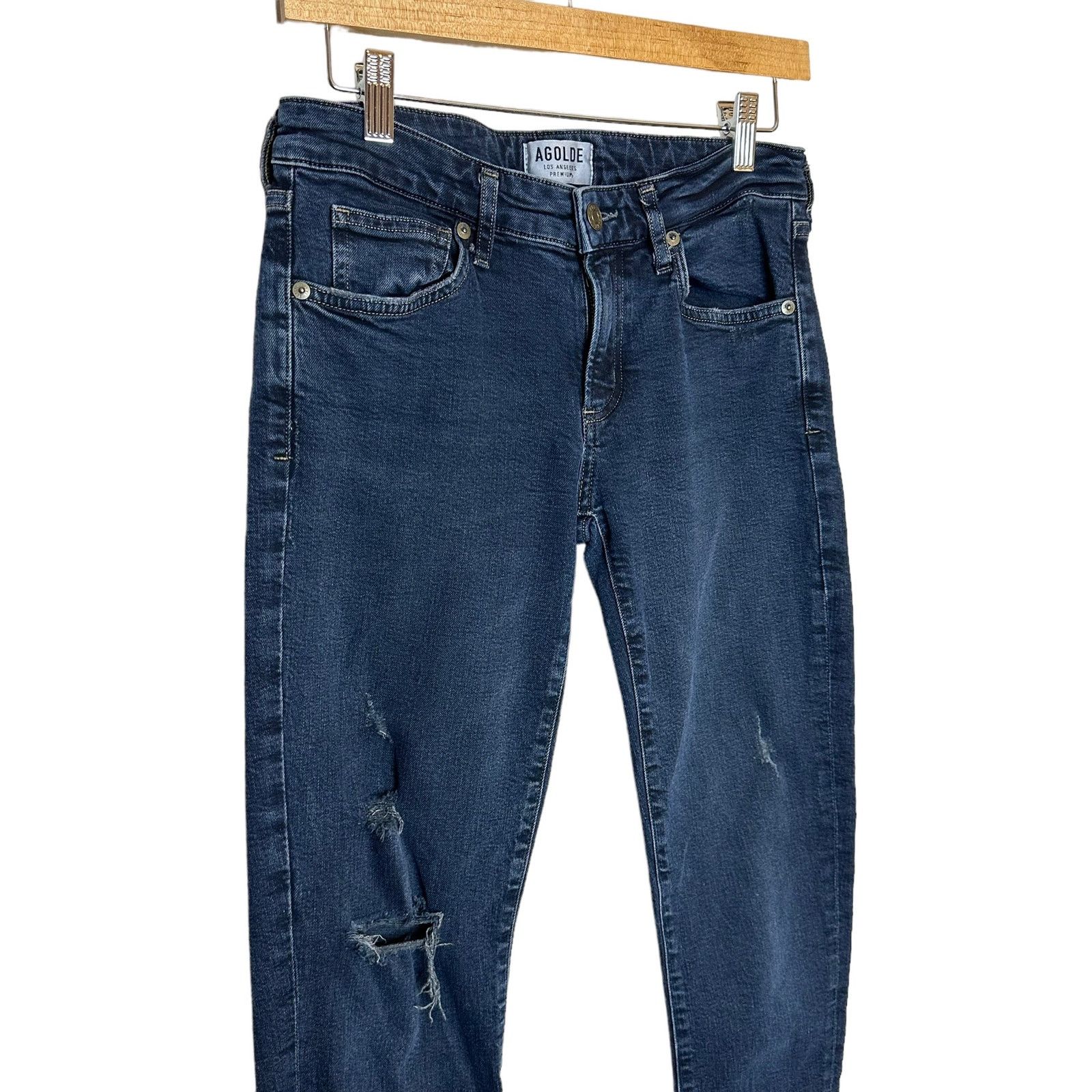 Agolde AGOLDE Lara Skinny Low Rise Distressed Ripped Jeans Size 27 Size 27" / US 4 / IT 40 - 2 Thumbnail