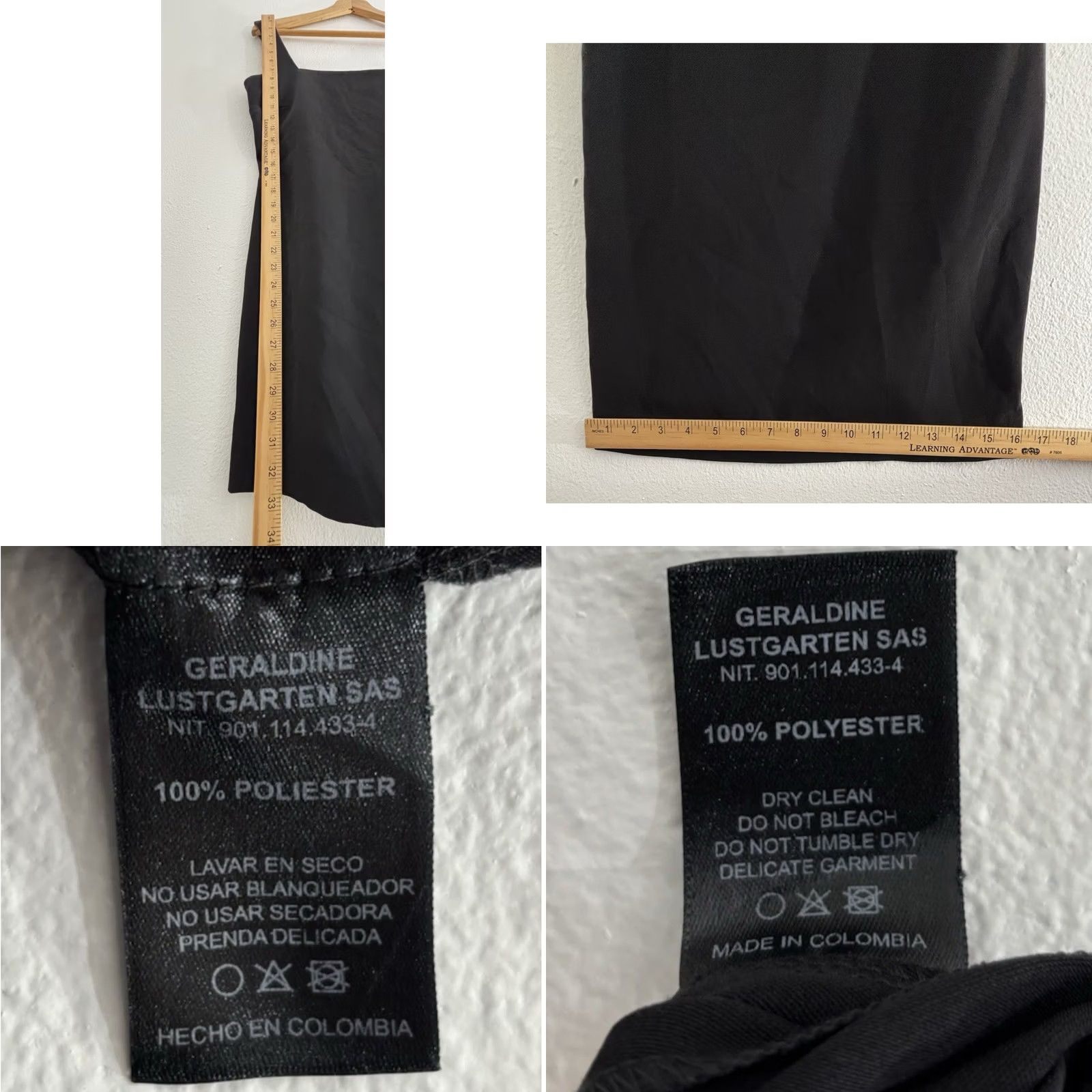 Vintage GERALDINE LUSTGARTEN Dress Size 6 Black Square Neck Sleeveless Knee Length Size M / US 6-8 / IT 42-44 - 8 Thumbnail