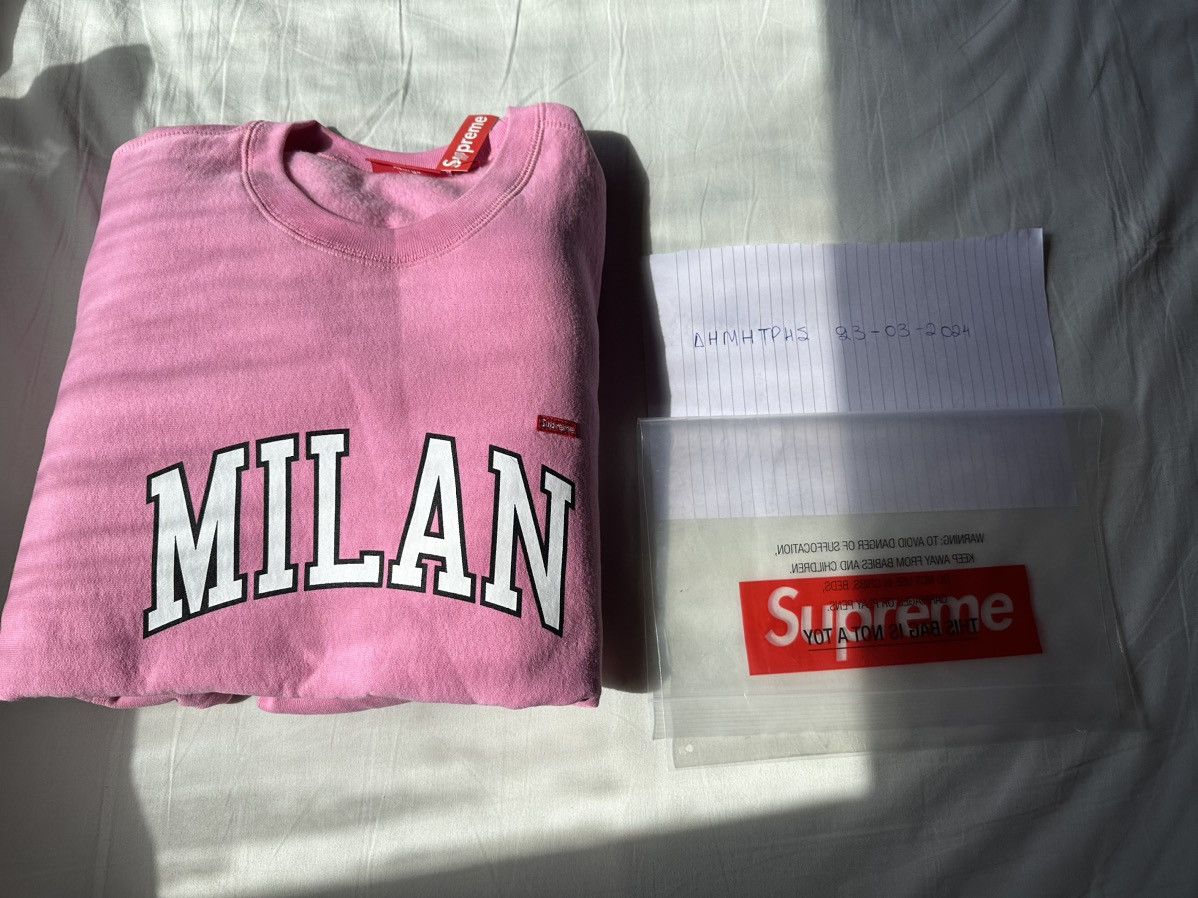 image of Supreme Milan Shop Small Box Crewneck in Pink, Men's (Size 2XL)