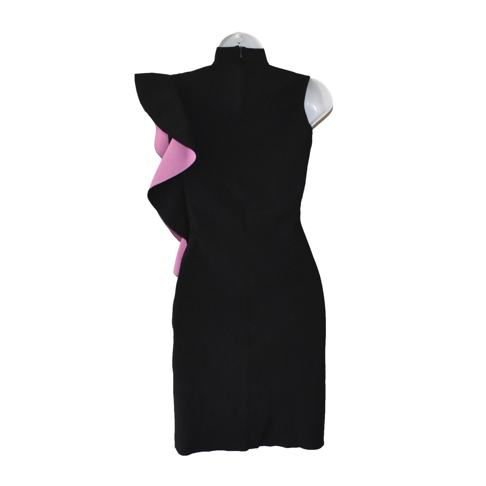 Shanghai Tang SHANGHAI TANG Black Pink Ruffle Sleeveless Sheath Dress Sz S Size S / US 4 / IT 40 - 5 Thumbnail