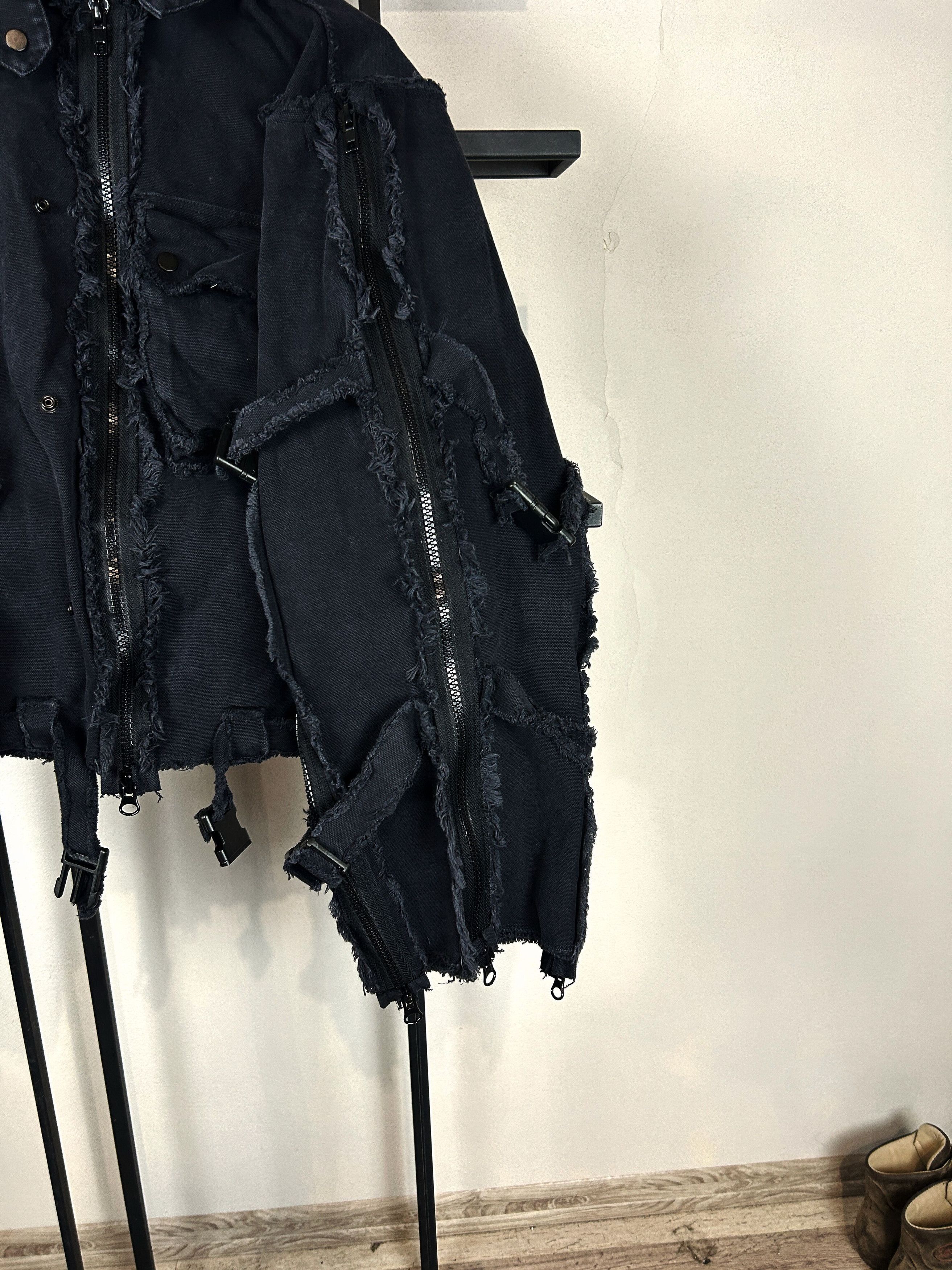 Yohji Yamamoto Distressed Black Cropped Jacket Zip Sleeve Grunge Punk Y2K Size US XL / EU 56 / 4 - 12 Thumbnail