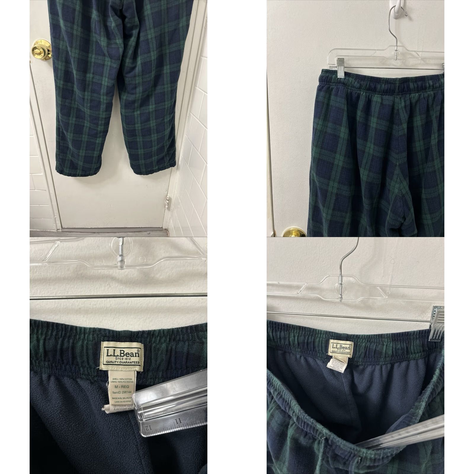 Vintage LL Bean Black Watch Plaid Flannel Fleece Lined Lounge Pants Navy Mens M 298144 Size US 31 - 8 Thumbnail