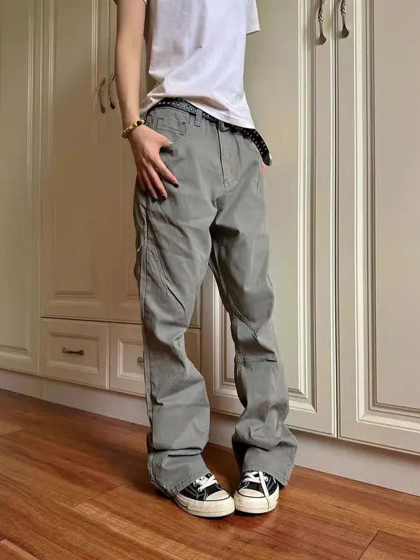 VIBE High Street Grey Y2K Micro Flare Casual Pants Size US 34 / EU 50 - 2 Thumbnail