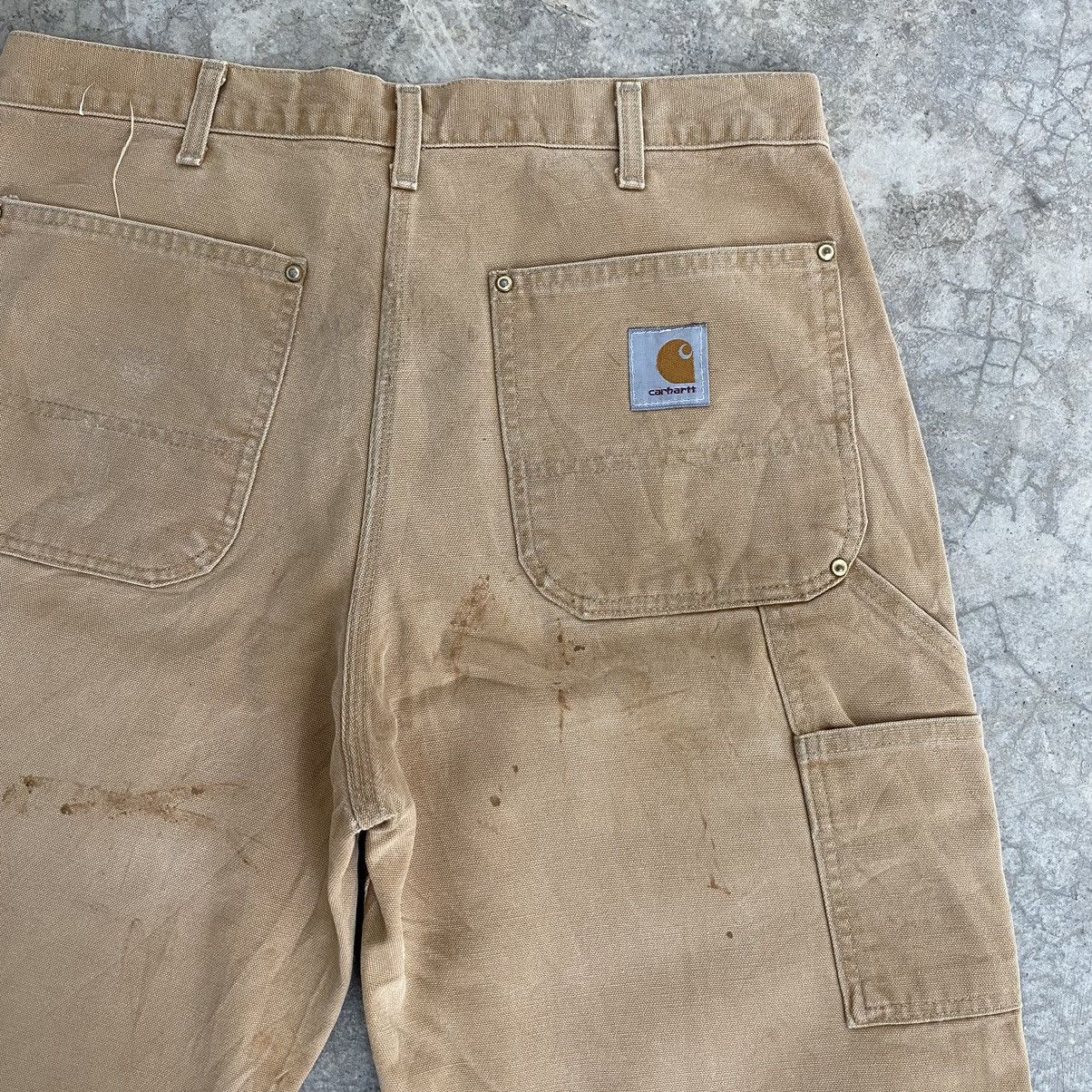 Carhartt VTG Carhartt Double Knee Faded Tan Dirty Carpenter Pants Size US 33 - 18 Thumbnail