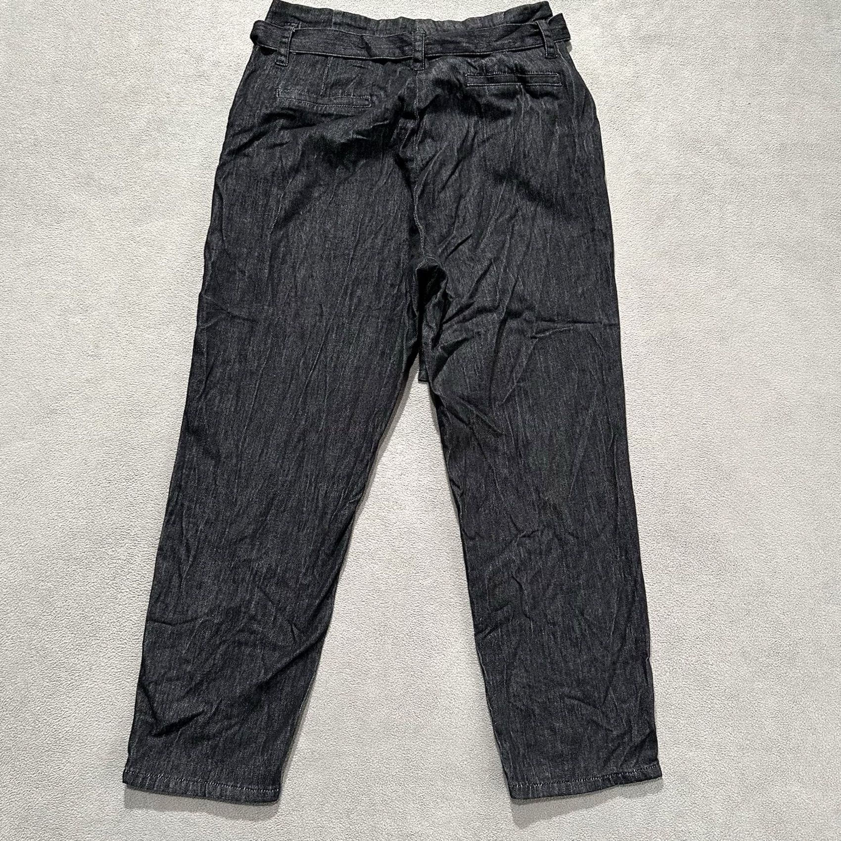 Vintage Grace Karin Pants Womens Medium Black Chambray Paperbag Waist Trousers Tied EUC Size 32" / US 10 / IT 46 - 2 Thumbnail