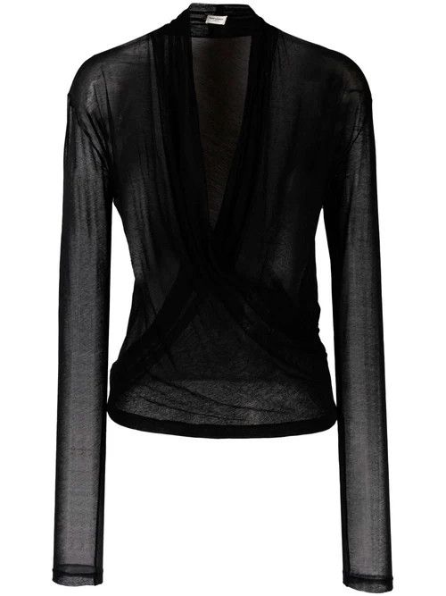 Saint Laurent Paris o1s1wg111024 Cache Coeur Jersey Transparent in Black Size S / US 4 / IT 40 - 1 Thumbnail