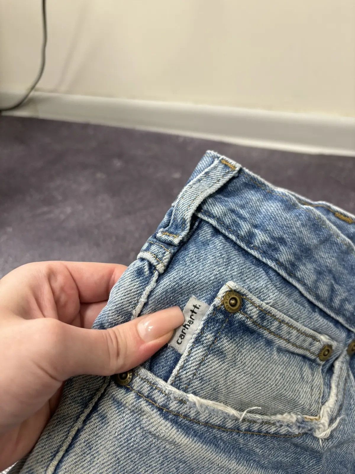 Carhartt × Vintage Vintage Carhartt Faded Blue Denim Work Hype Baggy Jeans Size US 34 / EU 50 - 9 Thumbnail