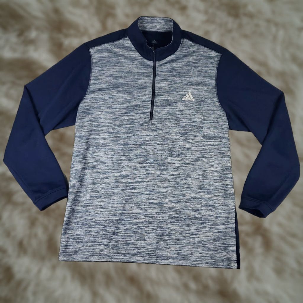 Adidas Adidas Sweater Men's Size Large Blue 1/4 Zip Pullover Lightweight Knit Mock Neck Long Sleeve Pullover Sweatshirt Size US L / EU 52-54 / 3 - 1 Thumbnail