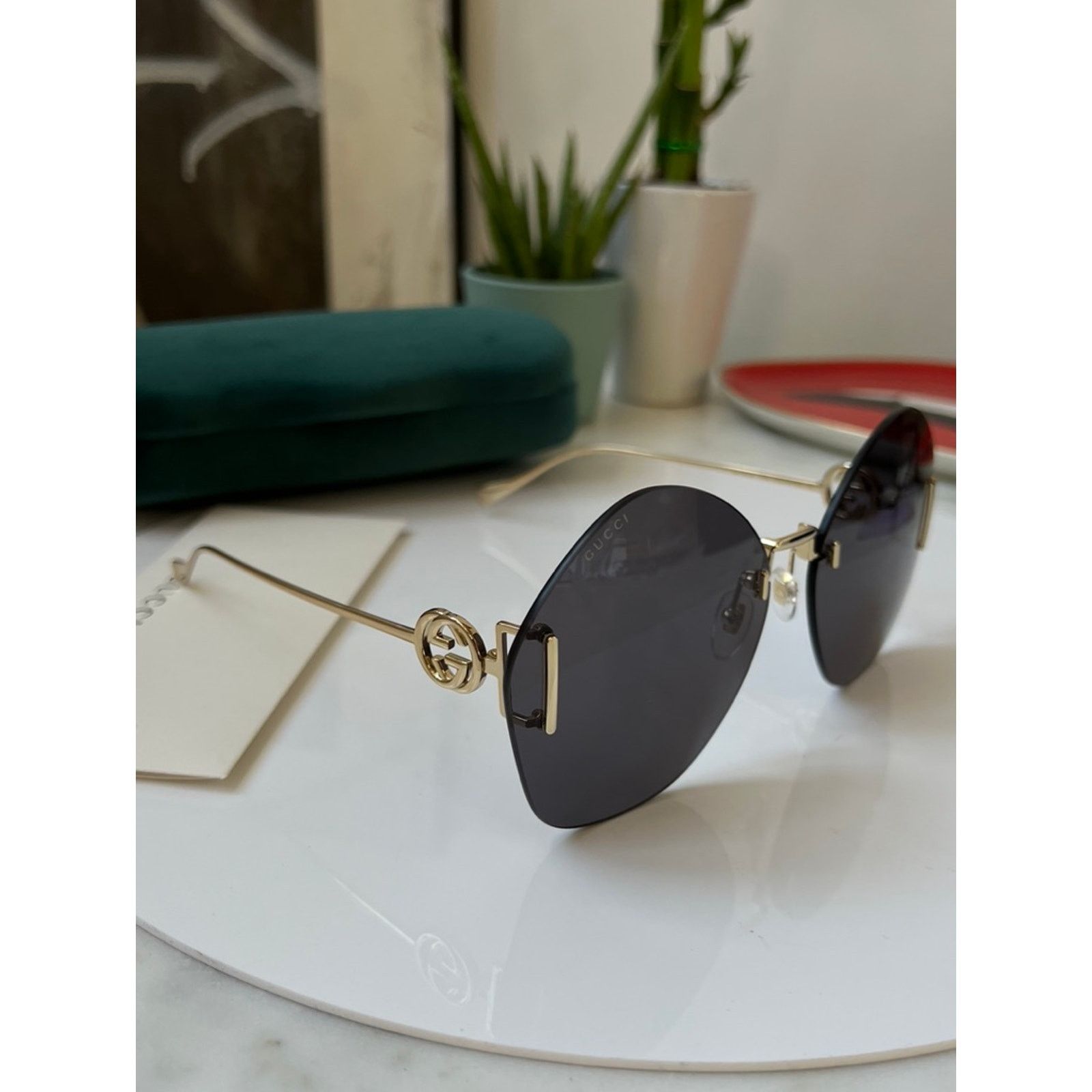 Gucci NEW Gucci GG1203S Dark Grey Rimless Sunglasses Size ONE SIZE - 5 Thumbnail