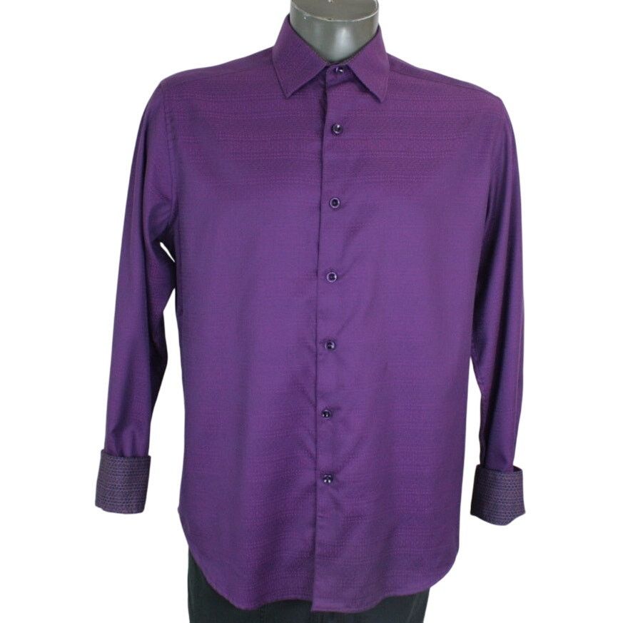 Robert Graham Robert Graham Geometric Print Flip Cuff Shiny Purple Shirt M Size US M / EU 48-50 / 2 - 1 Thumbnail