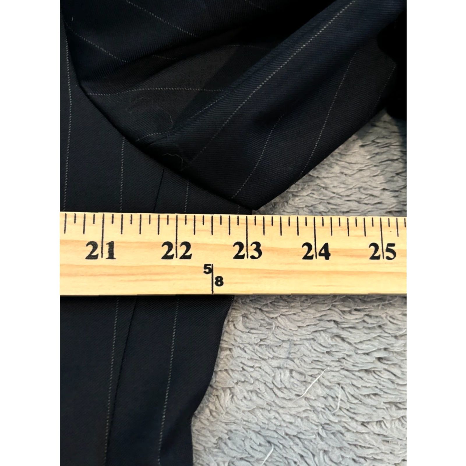 Vintage Hickey Freeman Loro Piana 100% Wool Black Striped Blazer Sport Jacket 44R Mens Blazer Regular Notch Two-Button Jacket Front Vented Size 44R - 7 Thumbnail