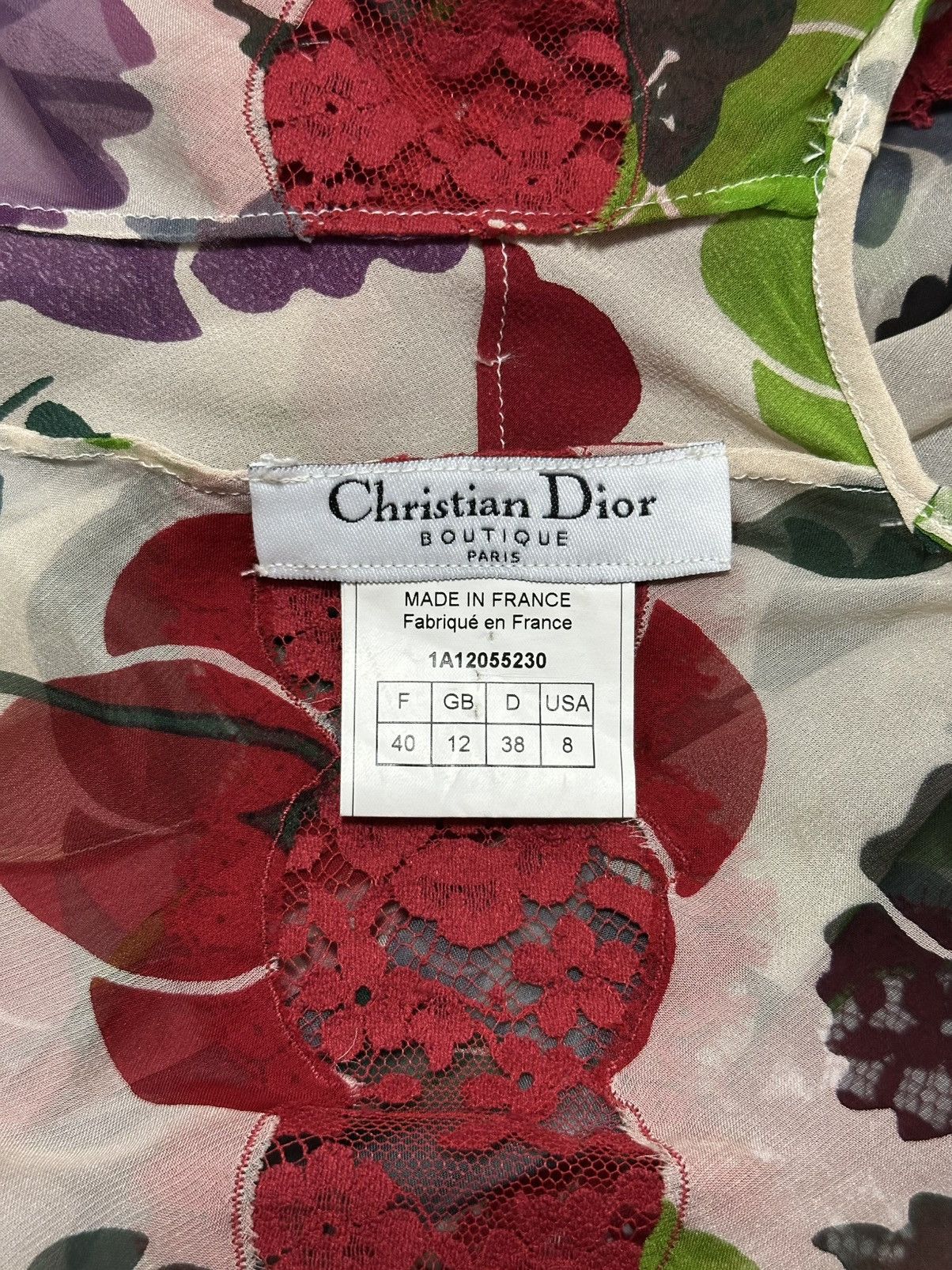 Dior DIOR F/W 2001 Floral Print Silk Tank Top with Lace Panel Size XS / US 0-2 / IT 36-38 - 5 Thumbnail