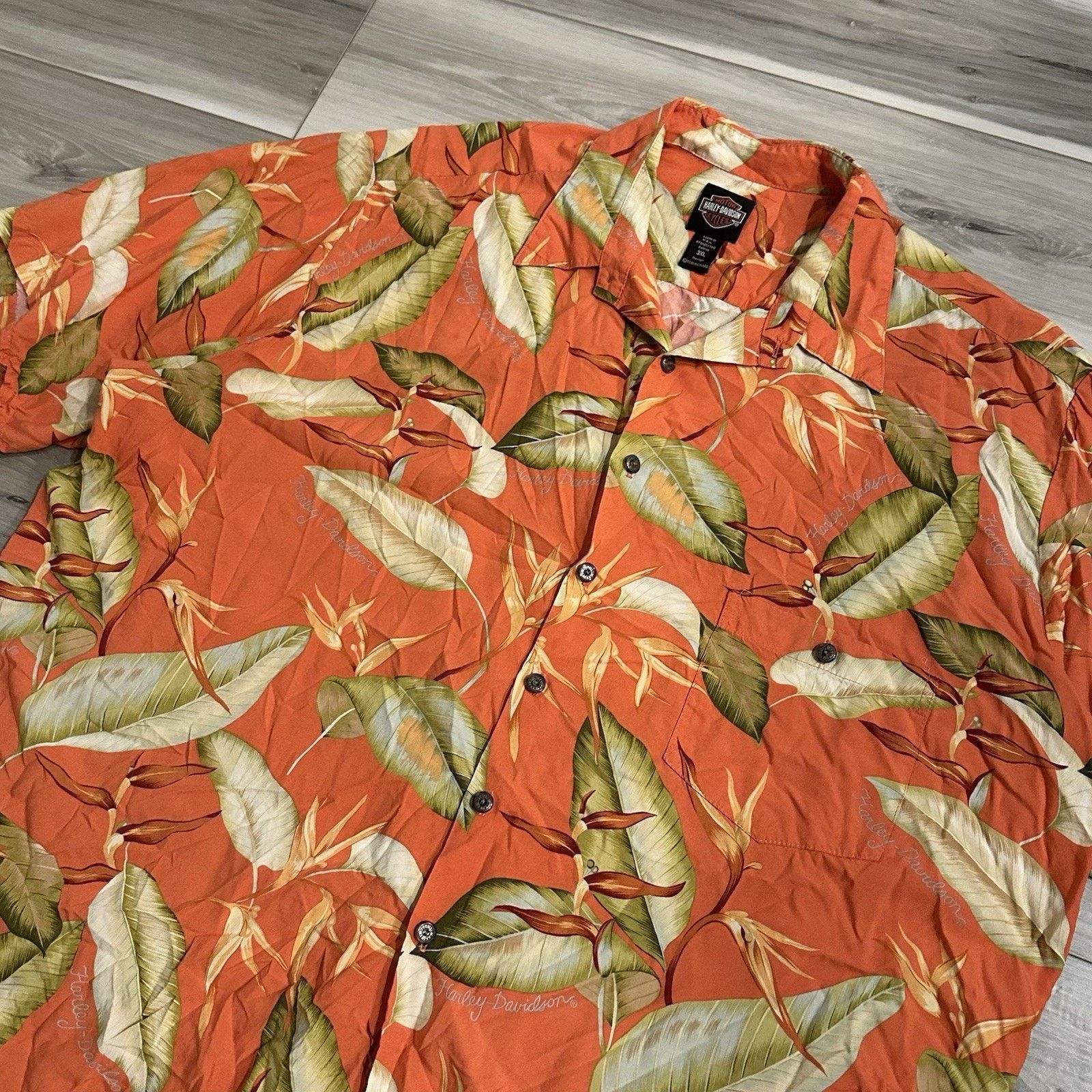 Harley Davidson Harley Davidson Vintage Hawaiian Mens 3XL Silk Shirt Tori Size US XXL / EU 58 / 5 - 2 Thumbnail