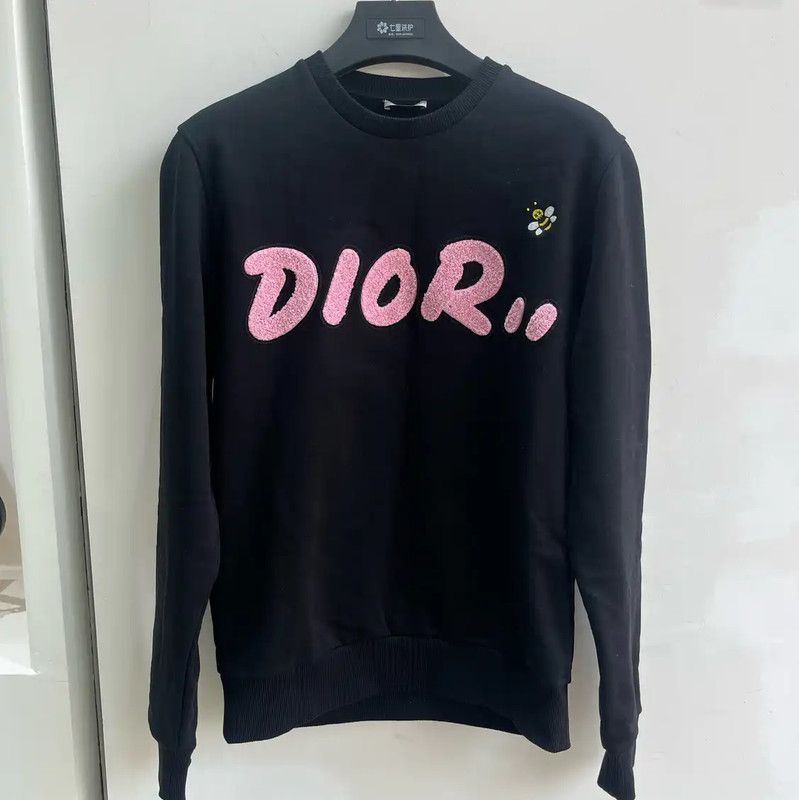 Dior Dior Black Cotton Embroidered Long Sleeve Sweatshirt 0089 Size S / US 4 / IT 40 - 1 Thumbnail